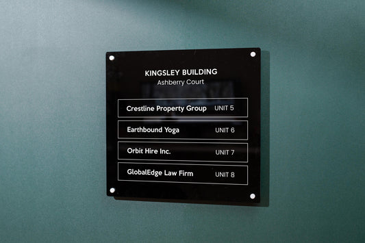 Full Panel Wall Directory (Wide) - Customizable Large Office Wall Door Building Mounted Business Logo Sign, Job Title Room Signage