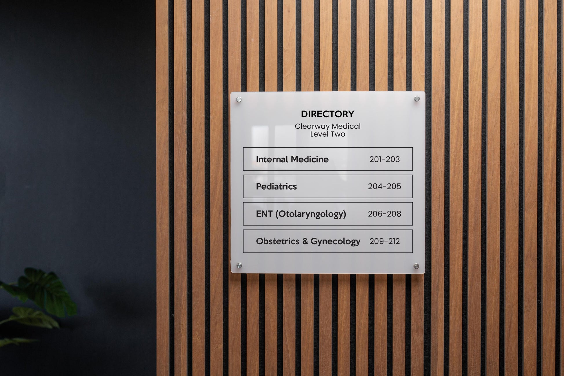 Full Panel Wall Directory (Wide) - Customizable Large Office Wall Door Building Mounted Business Logo Sign, Job Title Room Signage