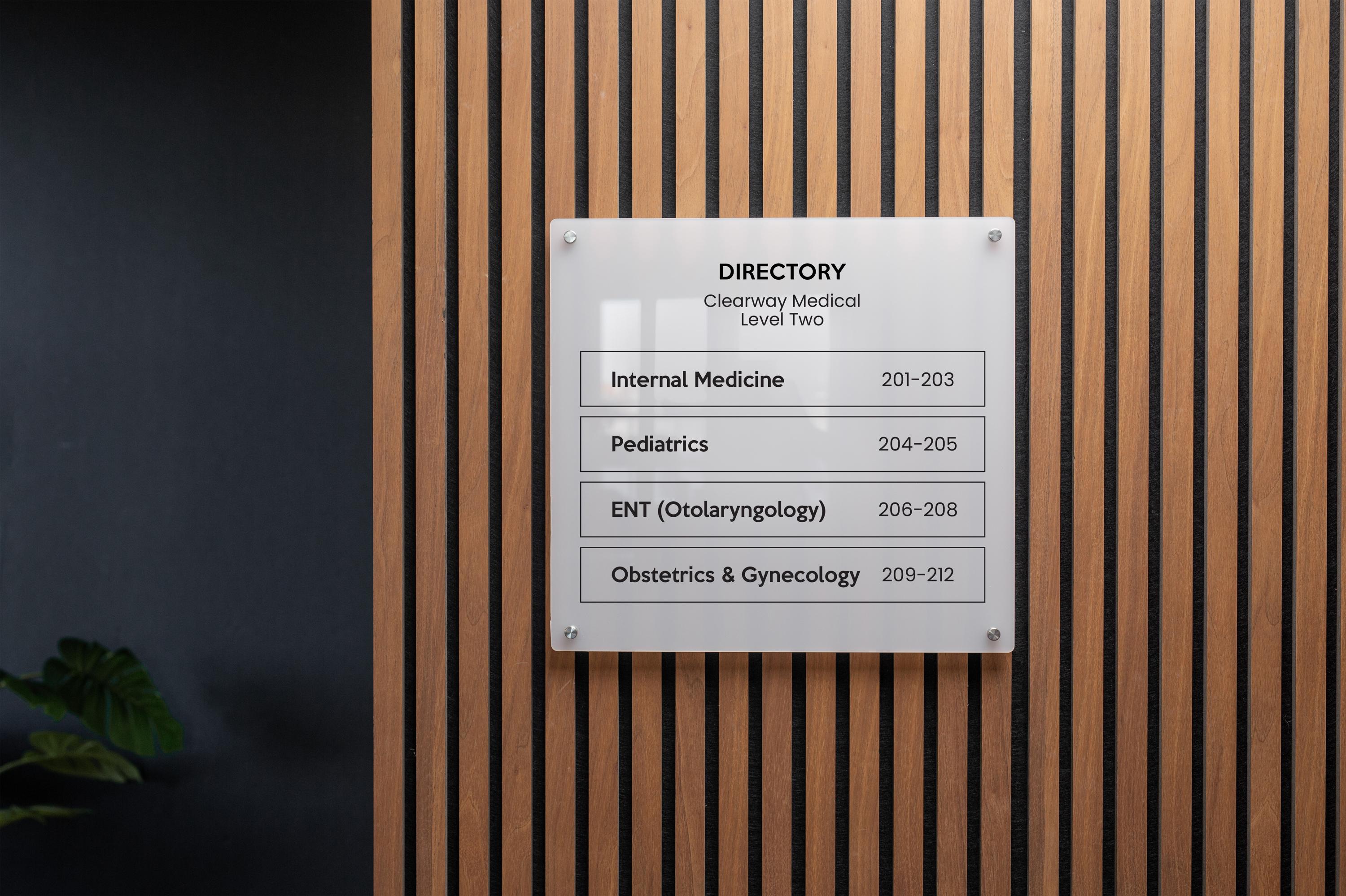 Full Panel Wall Directory (Wide) - Customizable Large Office Wall Door Building Mounted Business Logo Sign, Job Title Room Signage