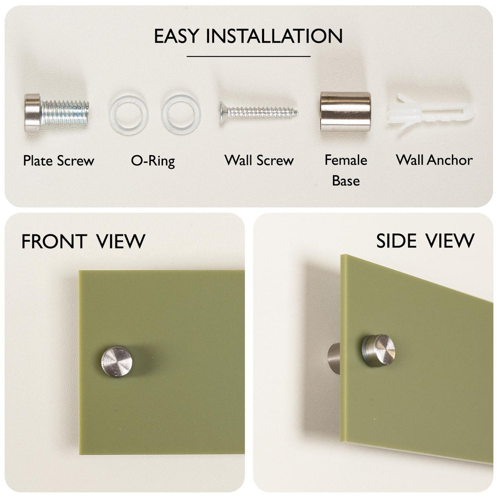 4pc Stand-offs for Wall Signs - 4x Set, Hardware Included, Acrylic Sign Replacement, Add-On, Available in Black, White, Silver, or Gold
