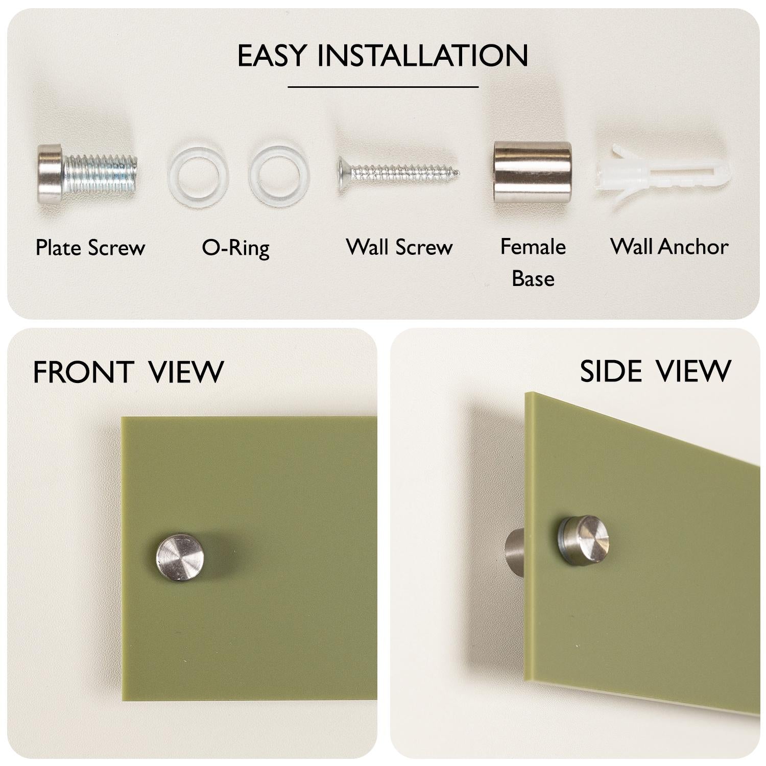4pc Stand-offs for Wall Signs - 4x Set, Hardware Included, Acrylic Sign Replacement, Add-On, Available in Black, White, Silver, or Gold