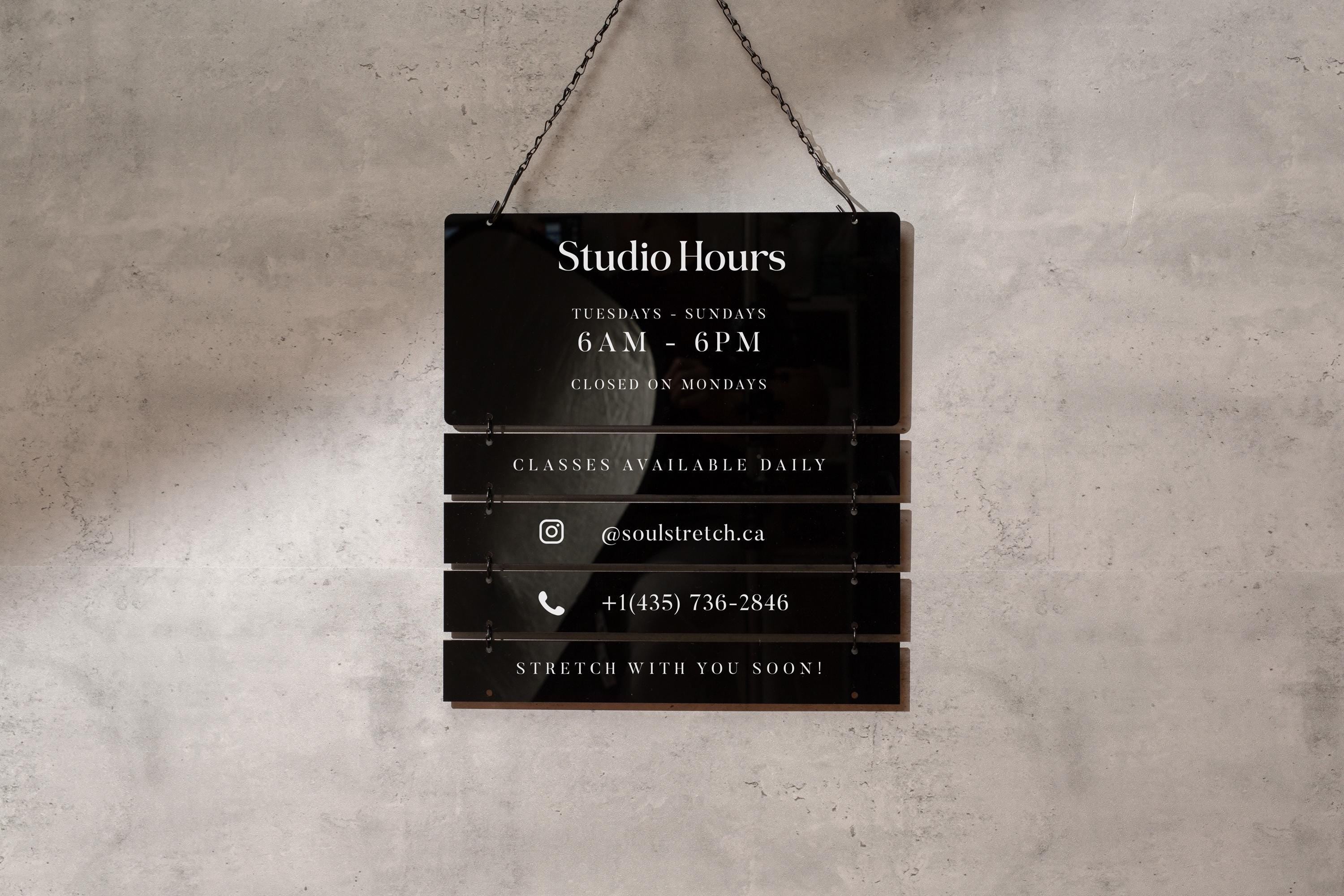 Black Interchangeable Hanging Storefront Sign D2 - Customizable Office Wall Door Building Business Retail Shop Contact Hours Menu Display
