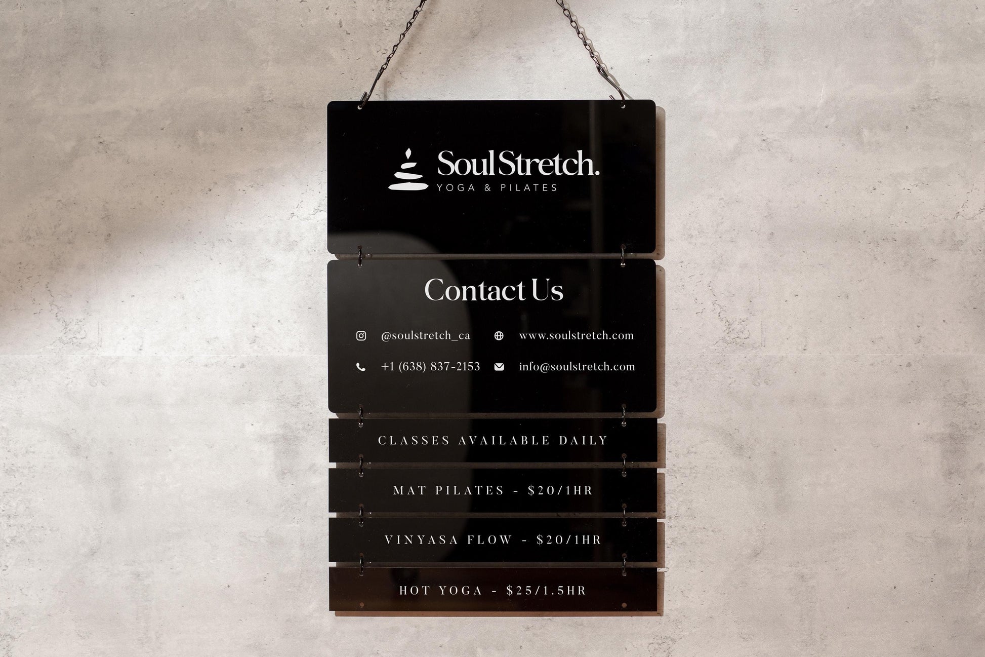 Black Interchangeable Hanging Storefront Sign D2 - Customizable Office Wall Door Building Business Retail Shop Contact Hours Menu Display