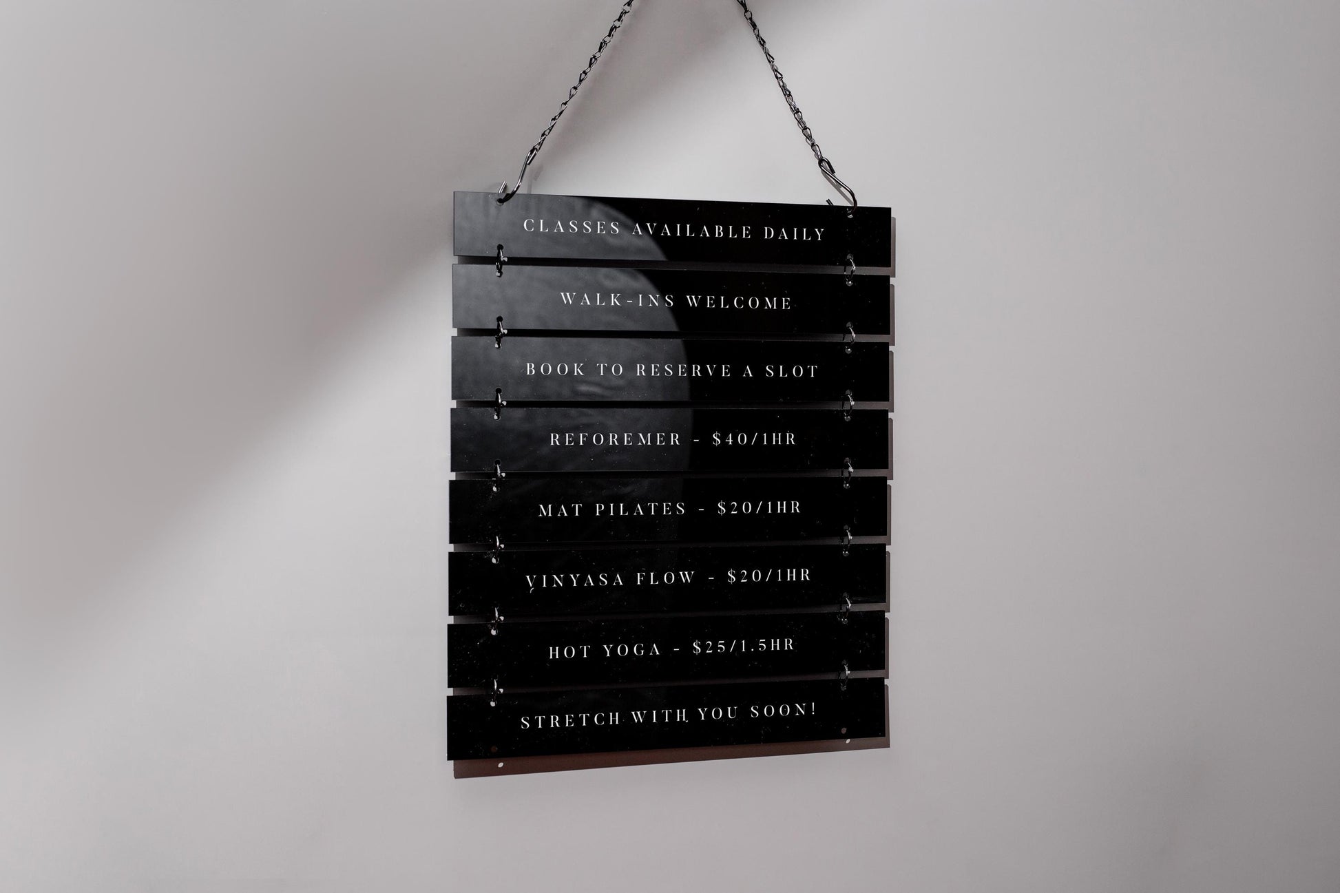 Black Interchangeable Hanging Storefront Sign D2 - Customizable Office Wall Door Building Business Retail Shop Contact Hours Menu Display