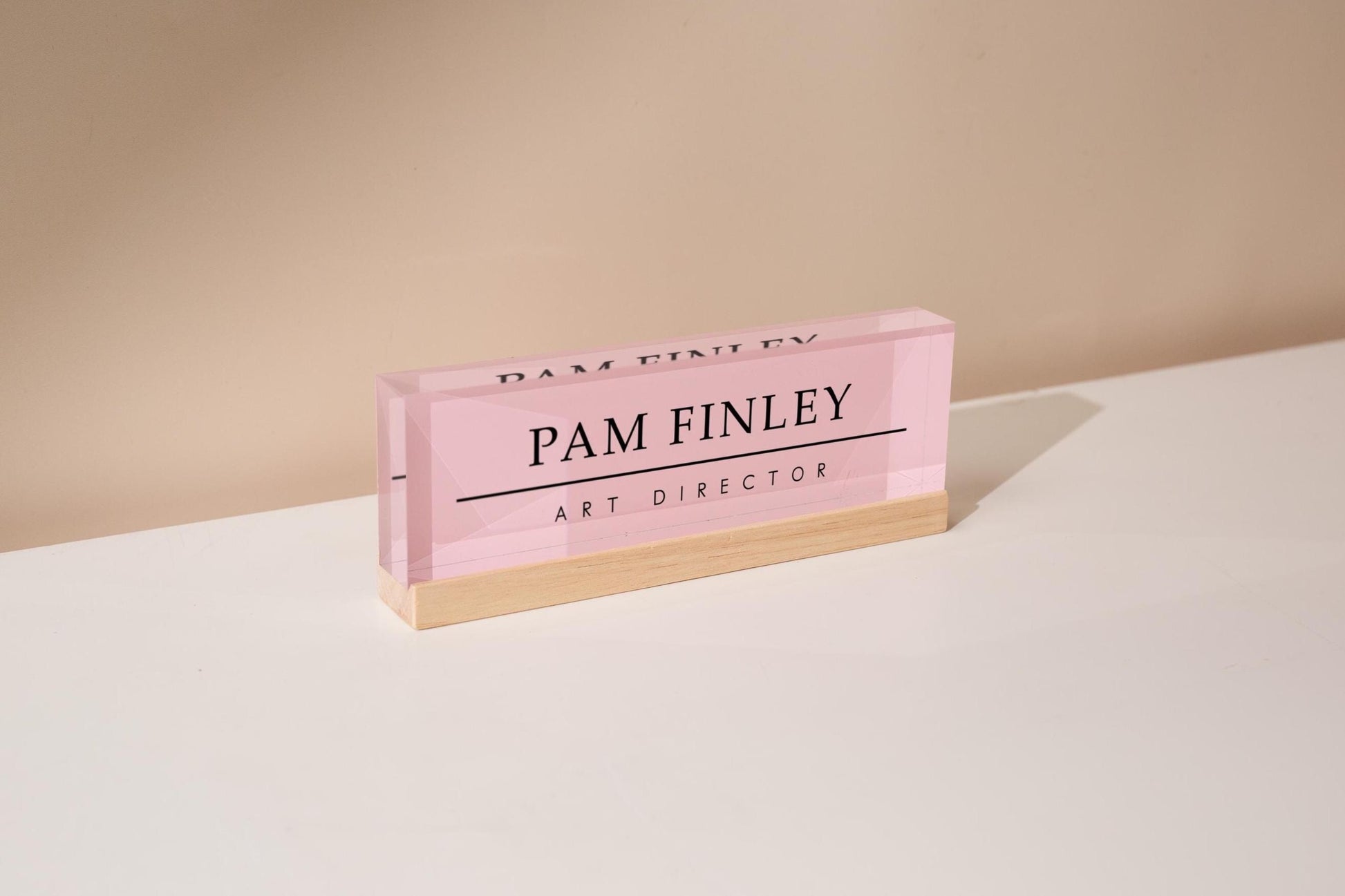 Pastel Acrylic Name Block (D1) - w/ Optional Wooden Base, Minimal Desk Table CEO Sign Job Office Decor Promotion Work Coworker Staff Gifts