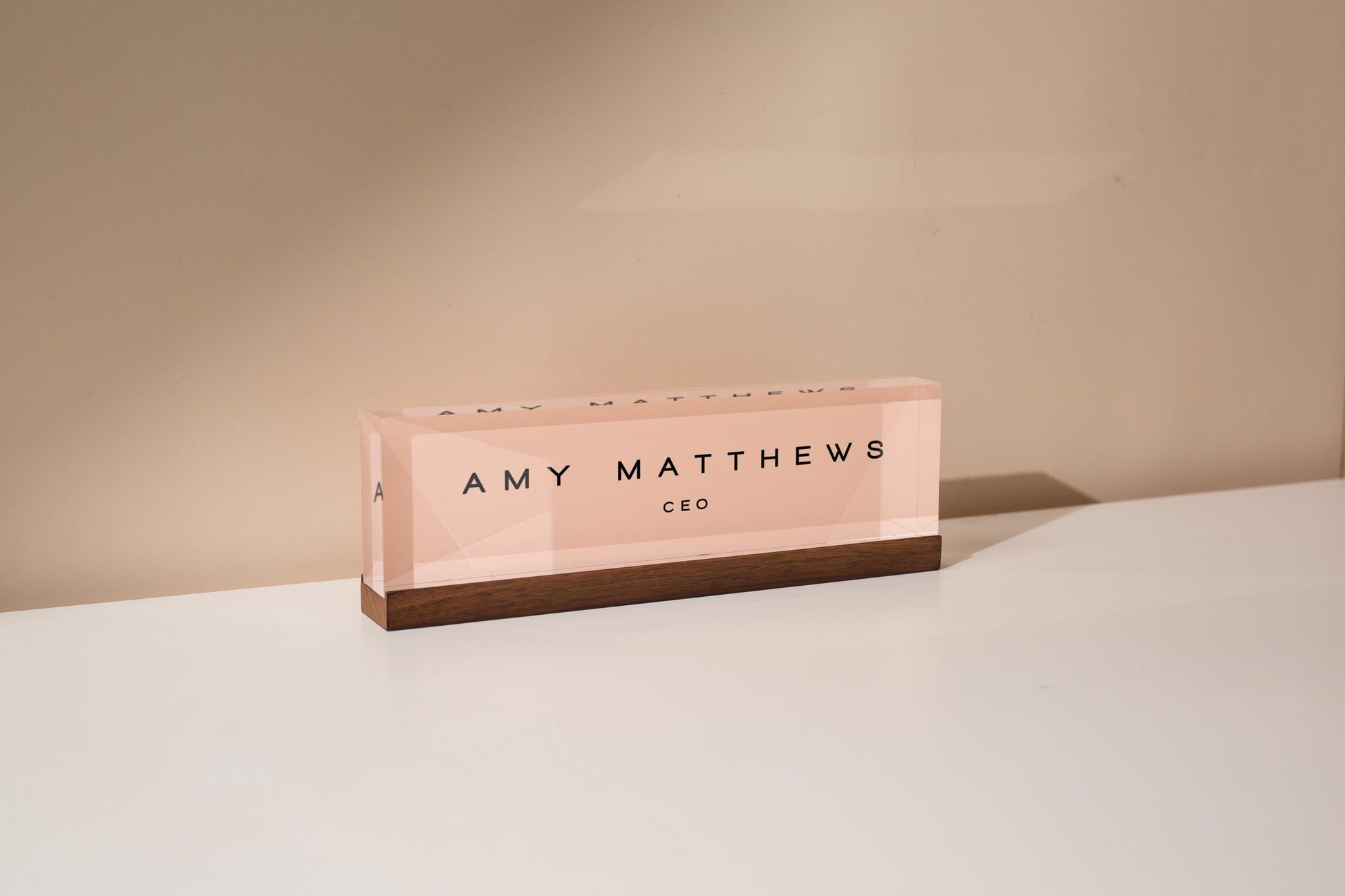 Pastel Acrylic Name Block (D3) - w/ Optional Wooden Base, Minimal Desk Table CEO Sign Job Office Decor Promotion Work Coworker Staff Gifts
