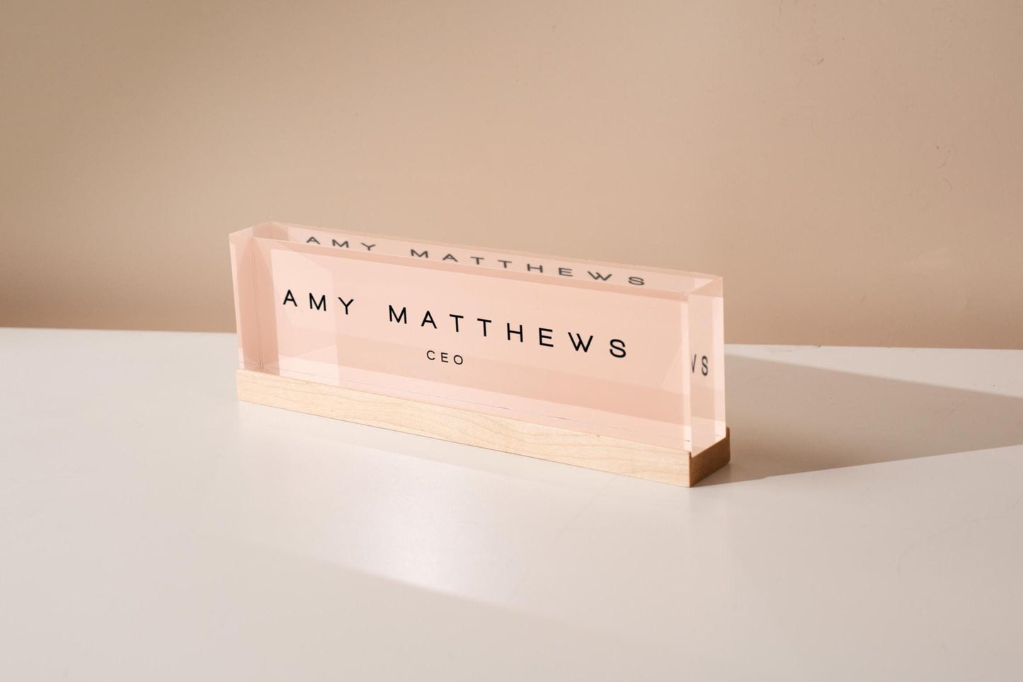 Pastel Acrylic Name Block (D3) - w/ Optional Wooden Base, Minimal Desk Table CEO Sign Job Office Decor Promotion Work Coworker Staff Gifts