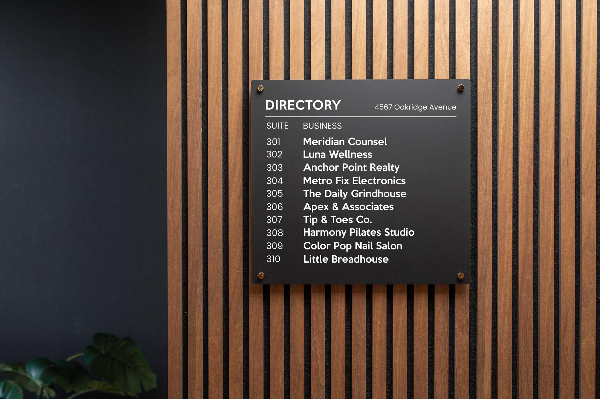 24x22 Full Panel Directory Sign - Customizable Large Office Wall Door Building Mounted Business Logo Sign, Job Title, Room Facility Signage