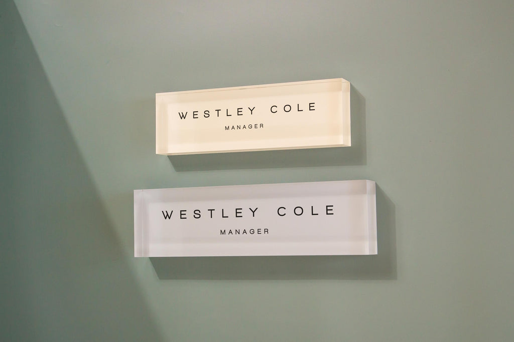 Pastel Acrylic Wall Name Block (D3) - Room Sign Name Work Title CEO Job Office Decor Promotion Coworker Staff Gifts, Stick on Wall Signage