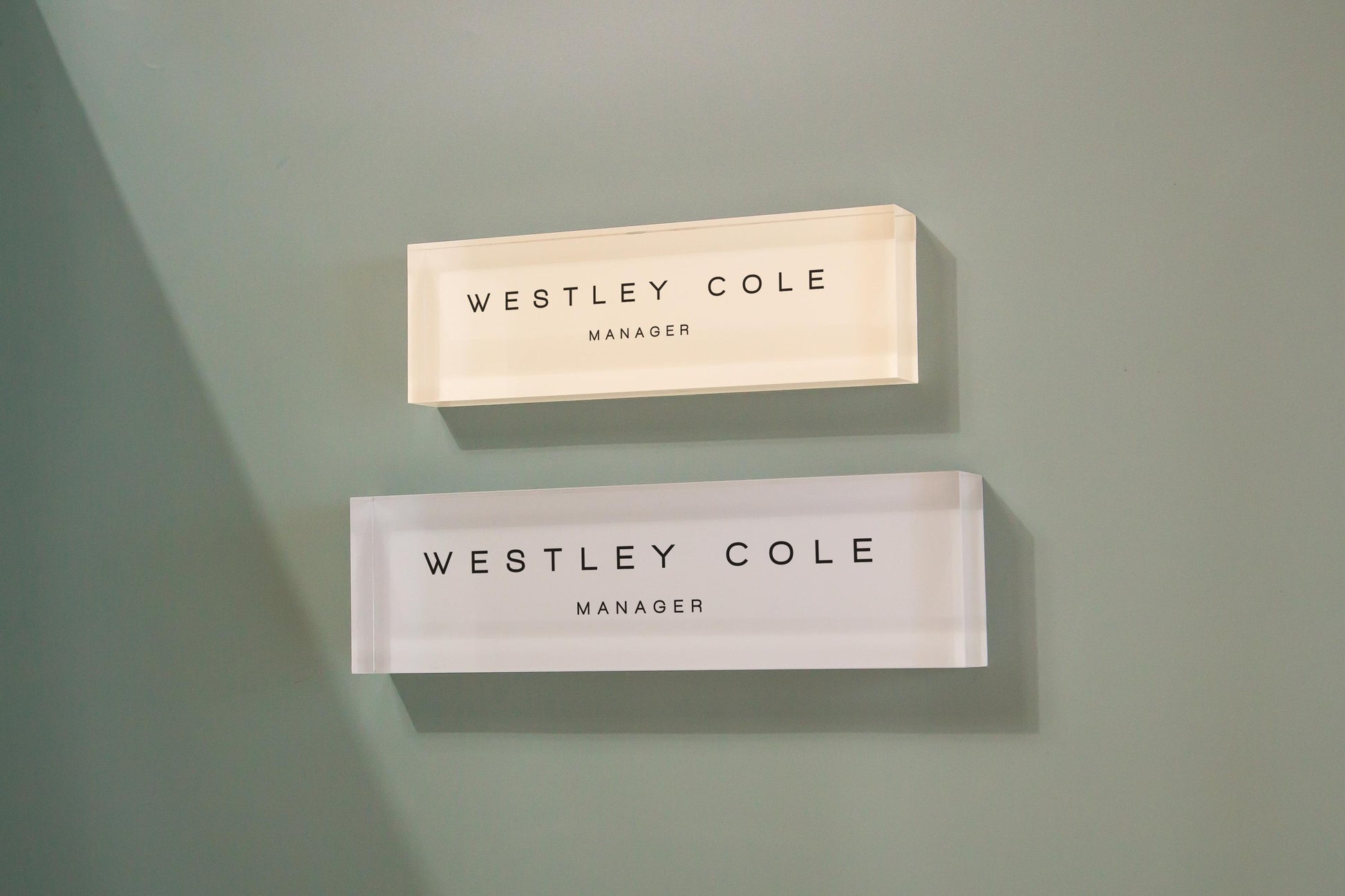 Pastel Acrylic Wall Name Block (D3) - Room Sign Name Work Title CEO Job Office Decor Promotion Coworker Staff Gifts, Stick on Wall Signage