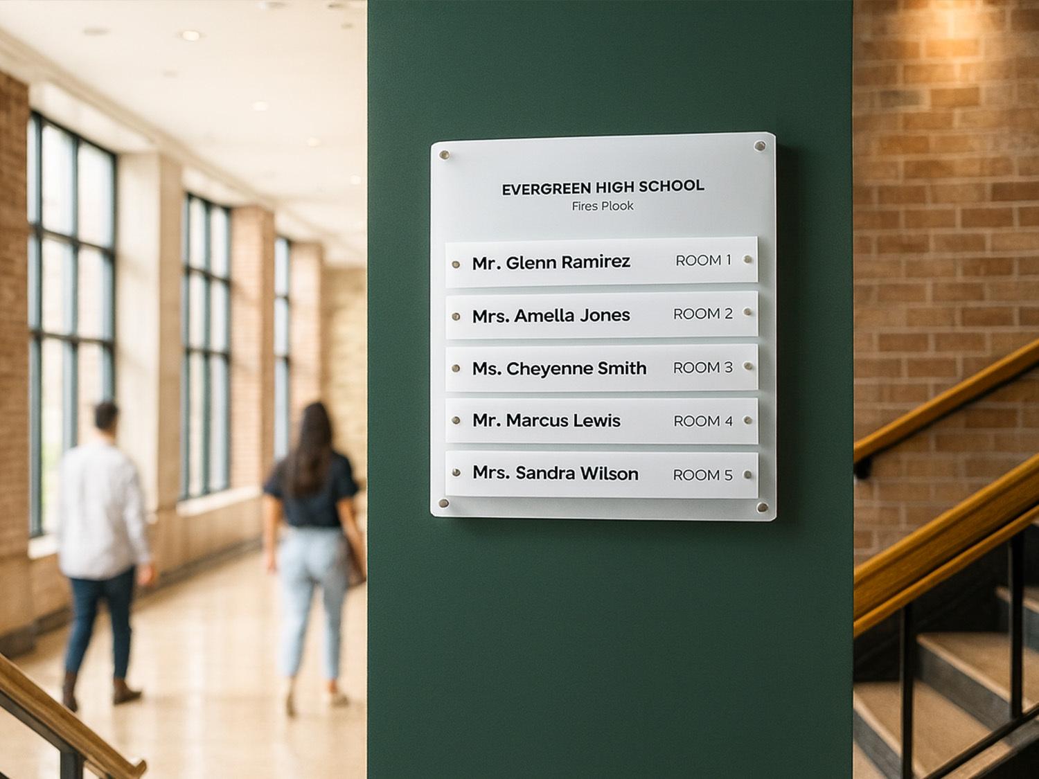 Wall Directory (Wide) - Customizable Large Office Wall Door Building Mounted Business Logo Sign, Job Title Room Signage, Made to Order