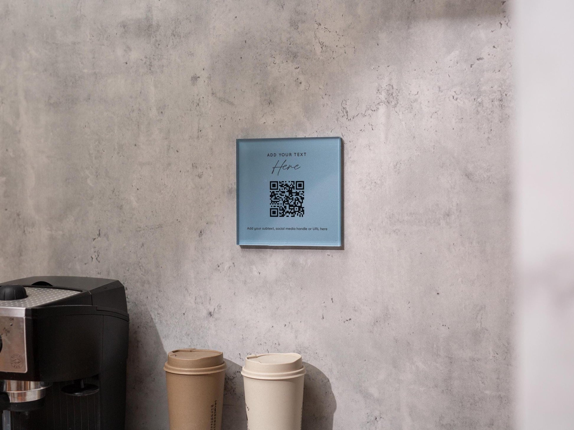 Square Pastel Wall QR Sign (D4) - 6x6" Custom Stick On Scannable Door Wall QR Code Menu & Social Media Sign for Business Shop Restaurant