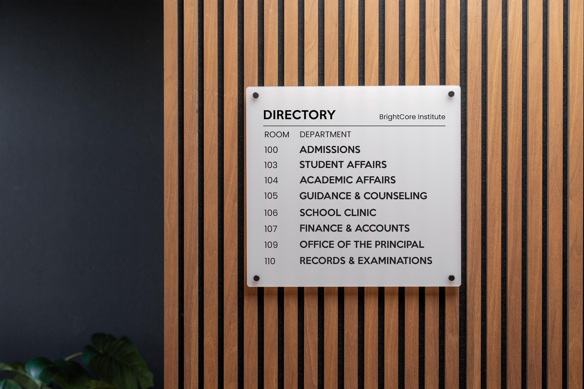 24x22 Full Panel Directory Sign - Customizable Large Office Wall Door Building Mounted Business Logo Sign, Job Title, Room Facility Signage