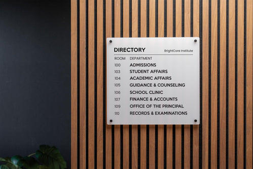 24x22 Full Panel Directory Sign - Customizable Large Office Wall Door Building Mounted Business Logo Sign, Job Title, Room Facility Signage