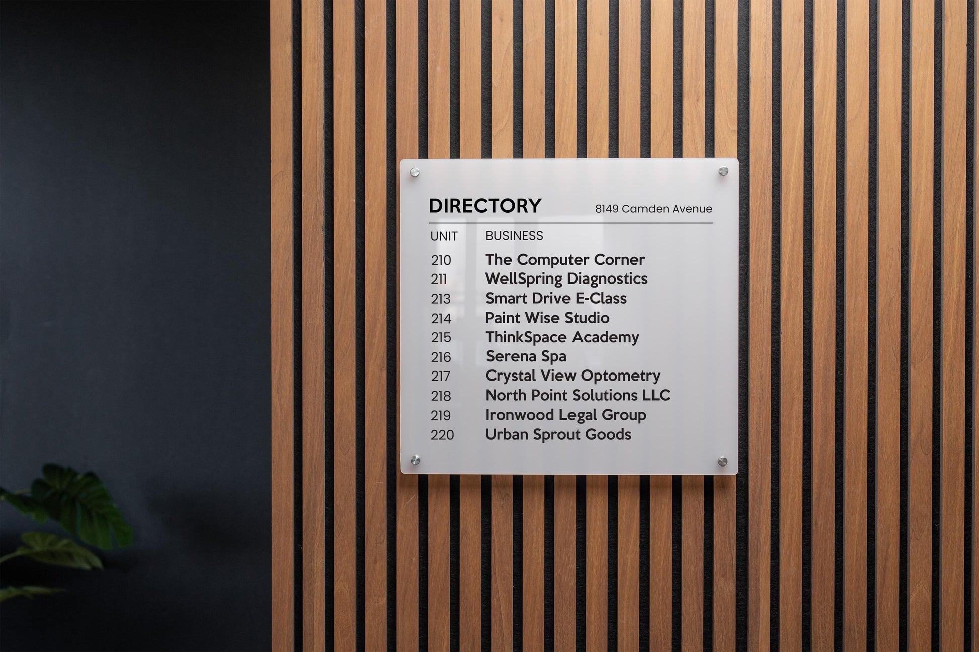 24x22 Full Panel Directory Sign - Customizable Large Office Wall Door Building Mounted Business Logo Sign, Job Title, Room Facility Signage