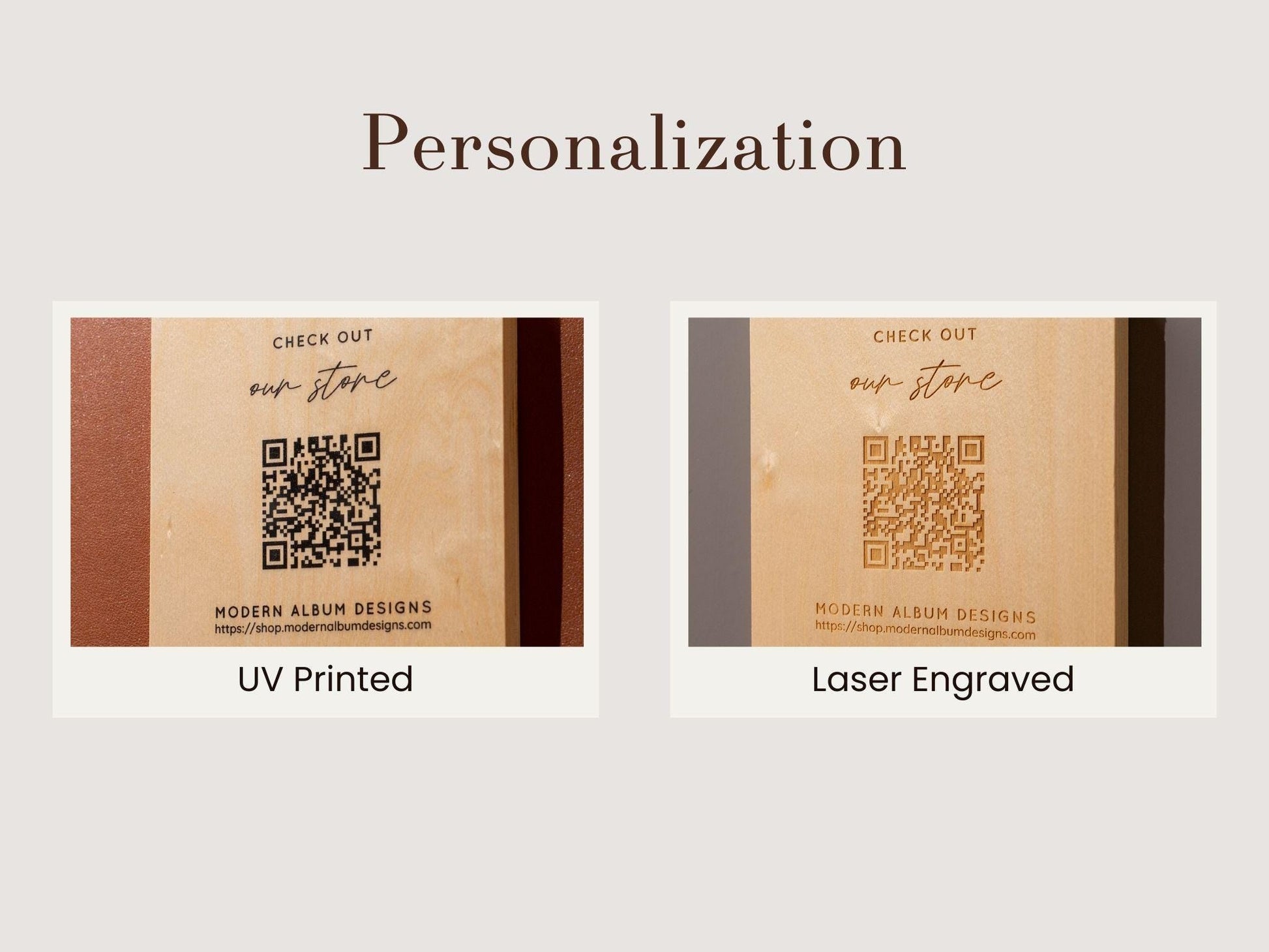 Maple QR Code Sign - Custom Wood Block Counter Display Laser Engraved UV Printed, Personalized Business Website Link Menu Reviews Payments