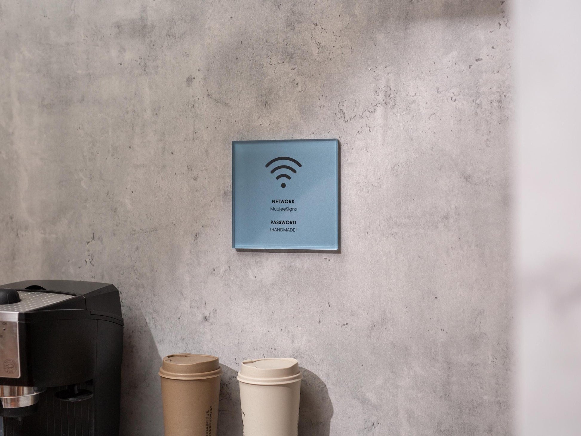 Square Pastel Wall Wifi Sign (D3) - 6×6" Custom Stick-On WiFi Sign for Door or Wall for Guests VRBO Vacation Rental Restaurant Bar Hotel