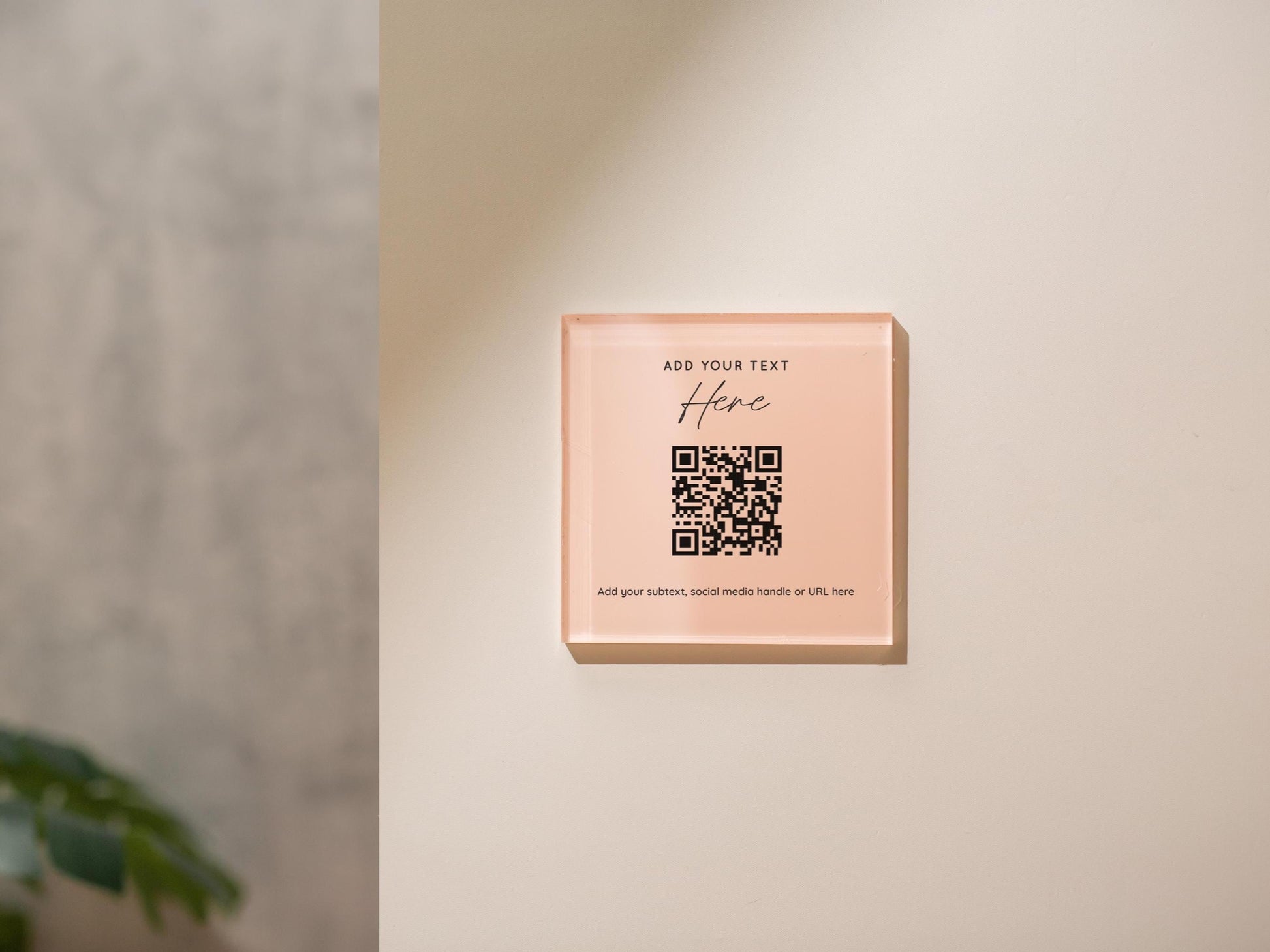 Square Pastel Wall QR Sign (D4) - 6x6" Custom Stick On Scannable Door Wall QR Code Menu & Social Media Sign for Business Shop Restaurant