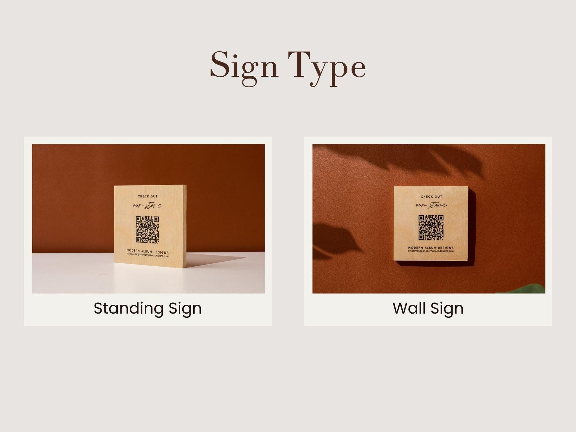 Maple QR Code Sign - Custom Wood Block Counter Display Laser Engraved UV Printed, Personalized Business Website Link Menu Reviews Payments