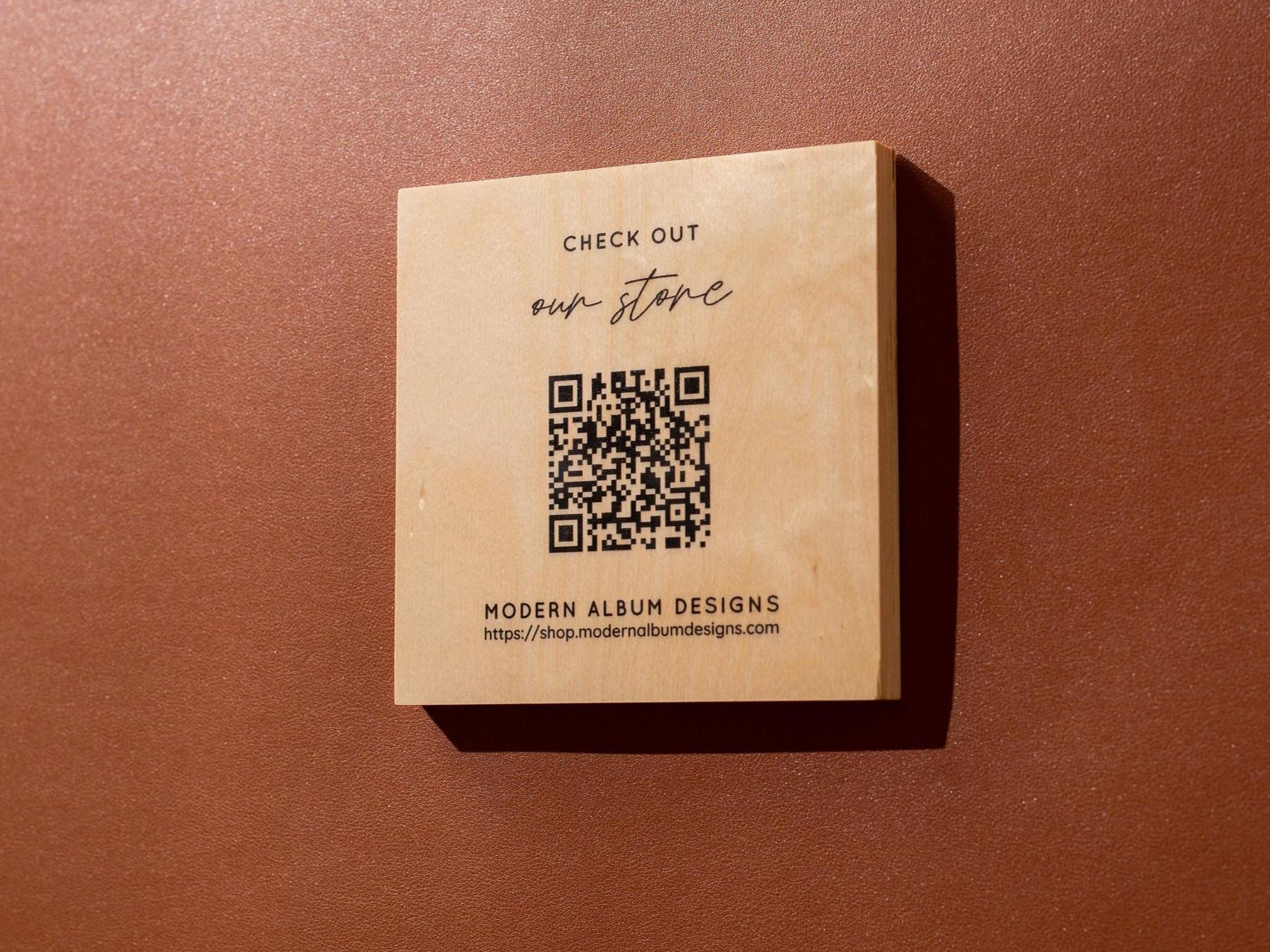 Maple QR Code Sign - Custom Wood Block Counter Display Laser Engraved UV Printed, Personalized Business Website Link Menu Reviews Payments