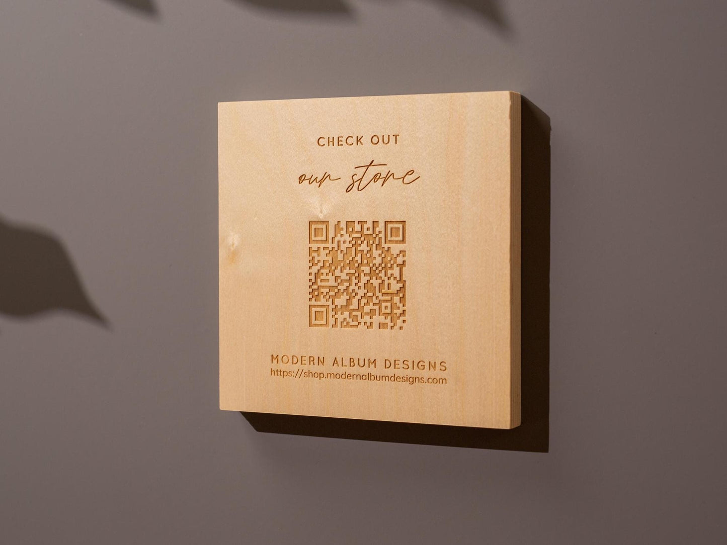 Maple QR Code Sign - Custom Wood Block Counter Display Laser Engraved UV Printed, Personalized Business Website Link Menu Reviews Payments
