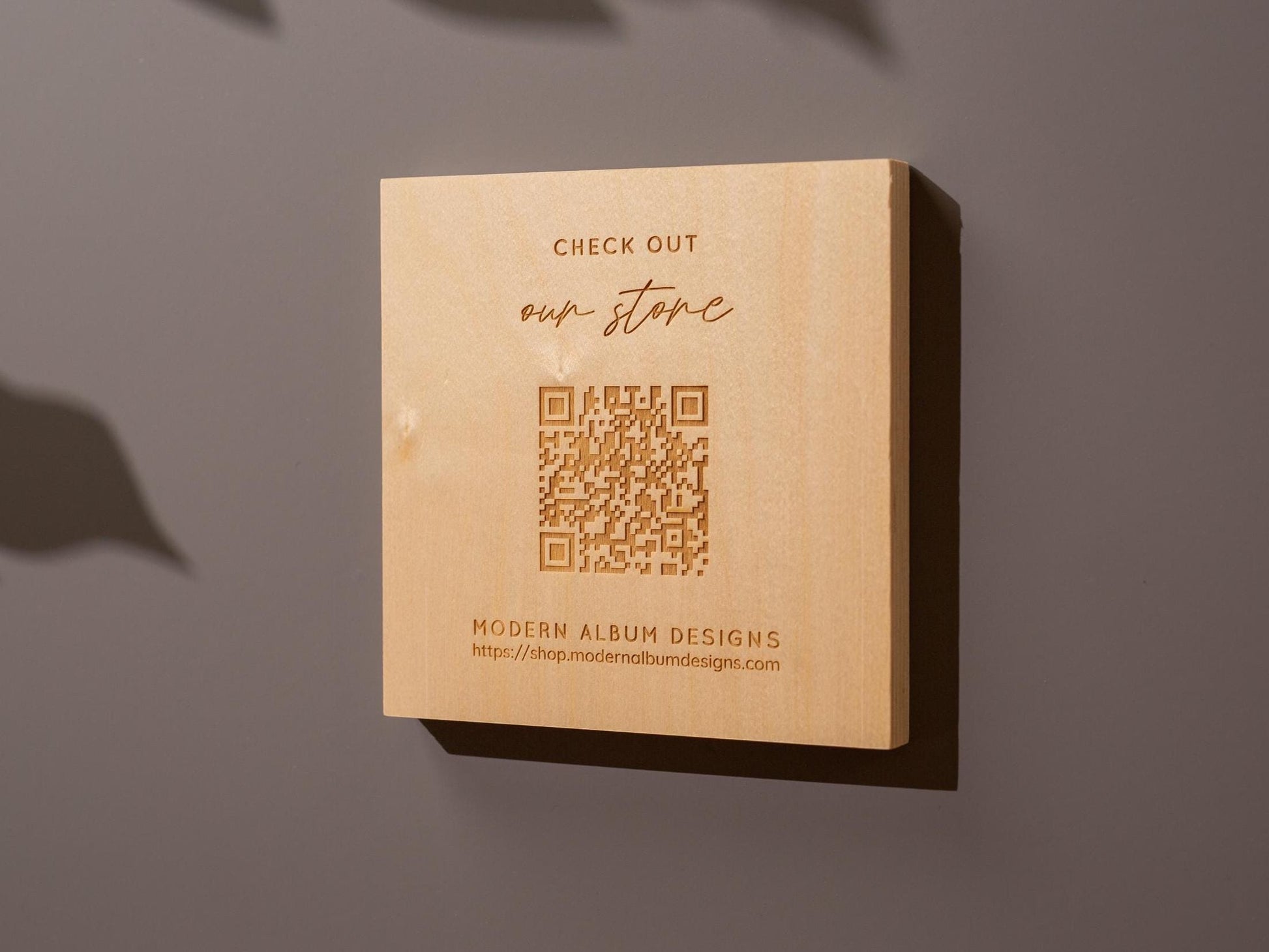 Maple QR Code Sign - Custom Wood Block Counter Display Laser Engraved UV Printed, Personalized Business Website Link Menu Reviews Payments