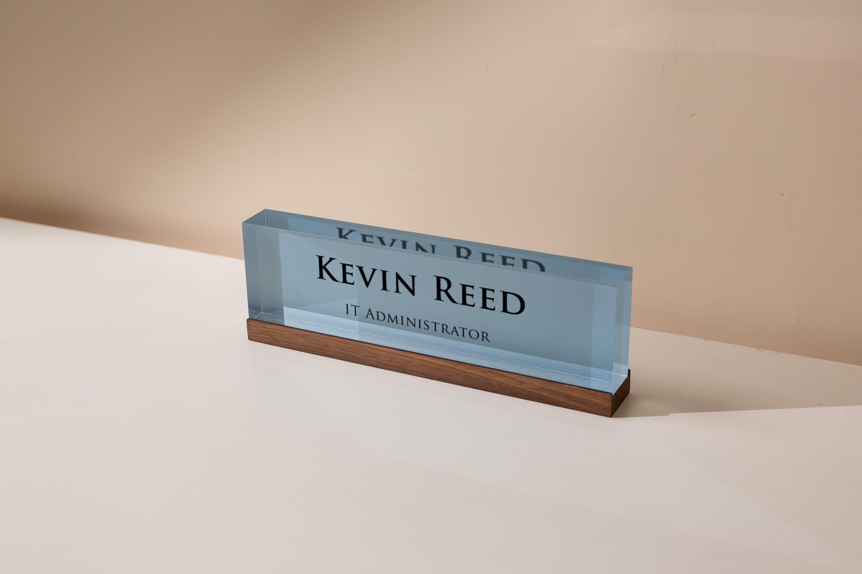 Pastel Acrylic Name Block (D4) - w/ Optional Wooden Base, Work Title Desk Table CEO Sign Job Office Decor Promotion Coworker Staff Gifts