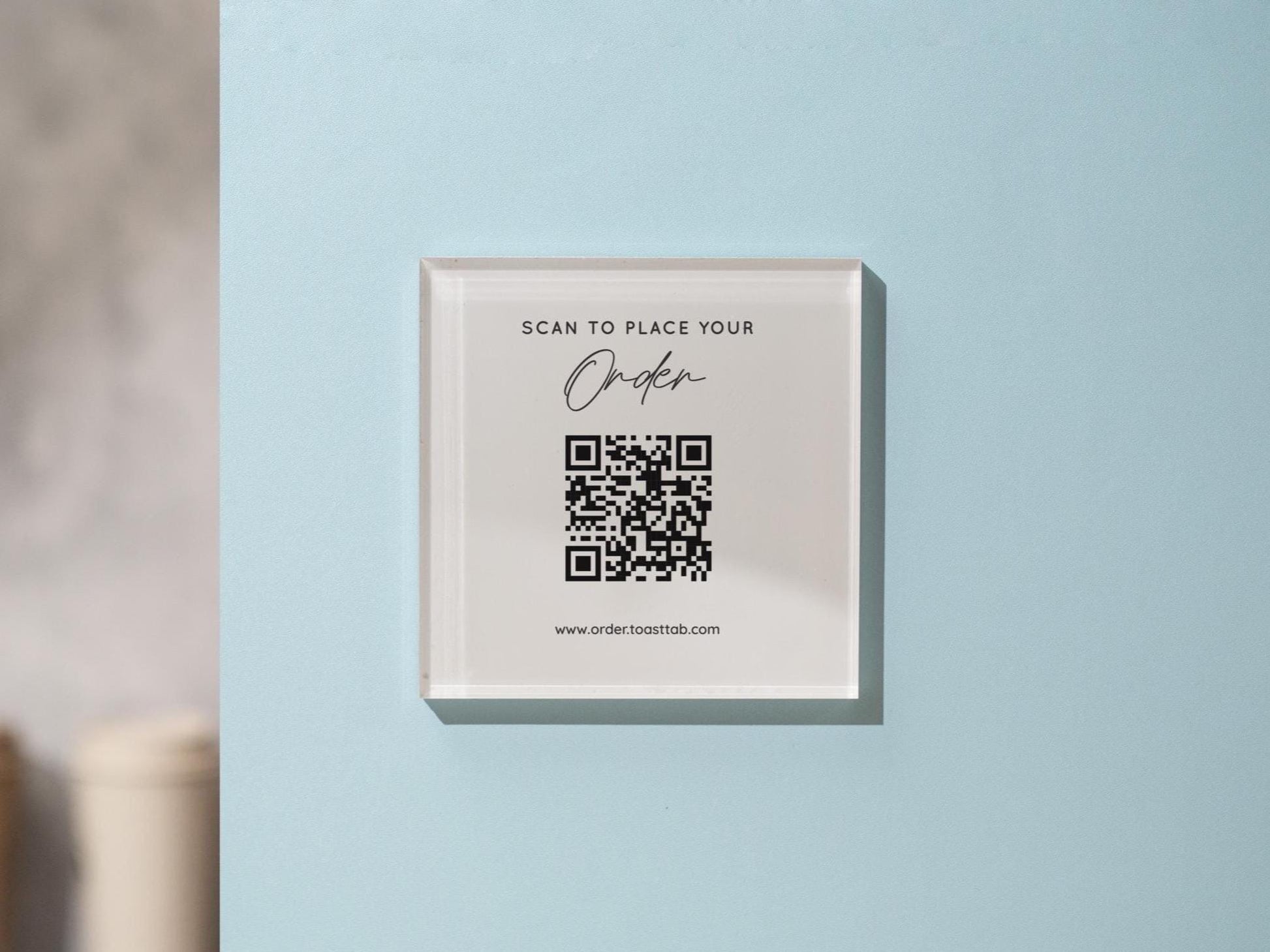 Square Pastel Wall QR Sign (D4) - 6x6" Custom Stick On Scannable Door Wall QR Code Menu & Social Media Sign for Business Shop Restaurant