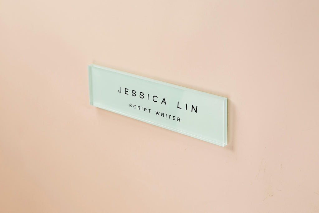 Pastel Acrylic Wall Plate Sign (D3) - Personalized Stick On Door Office Salon Lash Nails Small Business Shop Signage Work Rental Room Number