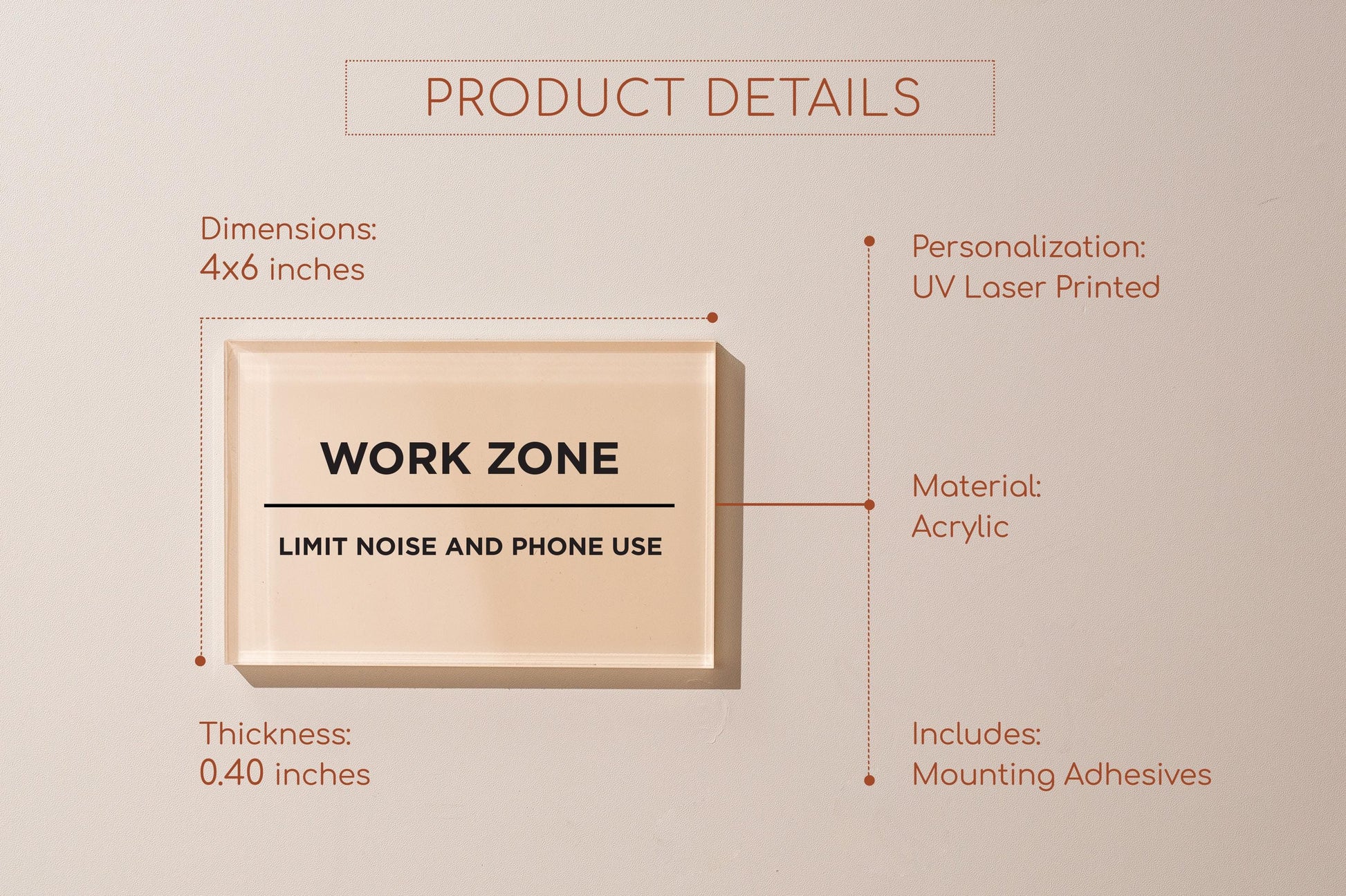 4x6 Pastel Acrylic Wall Sign (D4) - Your Text On Wall Sign Custom Stick-On Signage for Guests Shop Office Business Direction Instructions