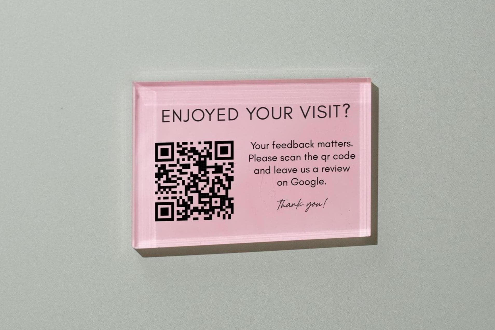 4x6 Pastel Acrylic Wall QR Sign (D3) - Your Text On Wall Sign Custom Stick-On Signage for Guests Shop Office Business Instagram Tip Reviews