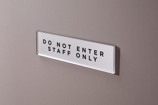 Silver Acrylic Wall Plate Sign - Personalized Stick On Door Office Salon Lash Nails Small Business Shop Signage Work Rental Room Number