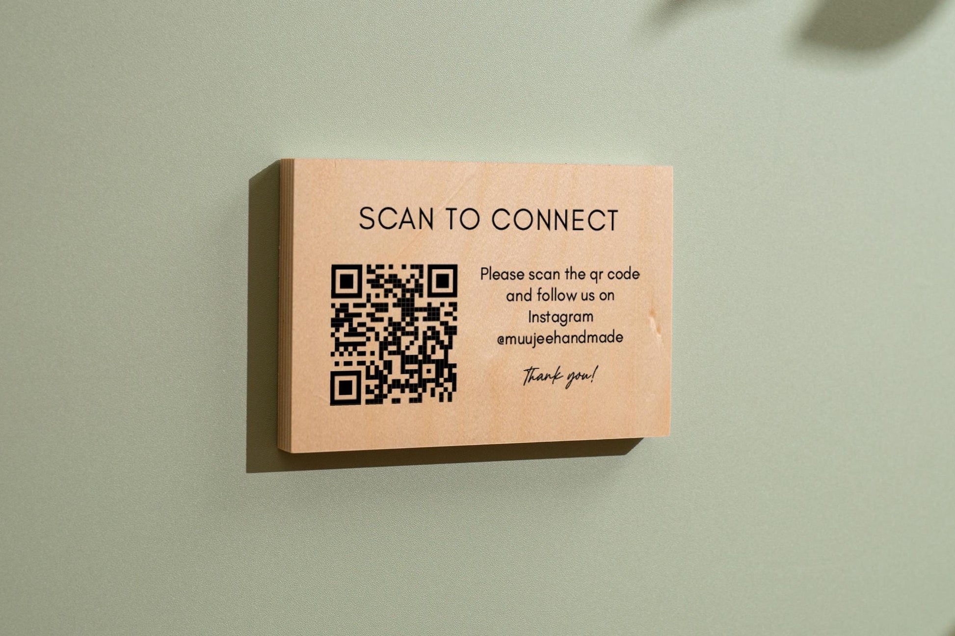 4x6 Birch Plywood QR Sign (D3) - Your Text On Wooden Plate, Custom Signs Desk Wall, Shop Office Business QR Code Sign to Any Website Link