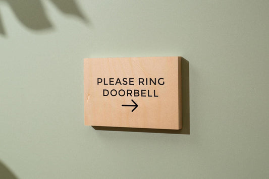 4x6 Birch Plywood Sign (D2) - Your Text On Wooden Plate, Custom Signs for Desk or Wall, Guests Shop Office Business Directional Arrow Signs