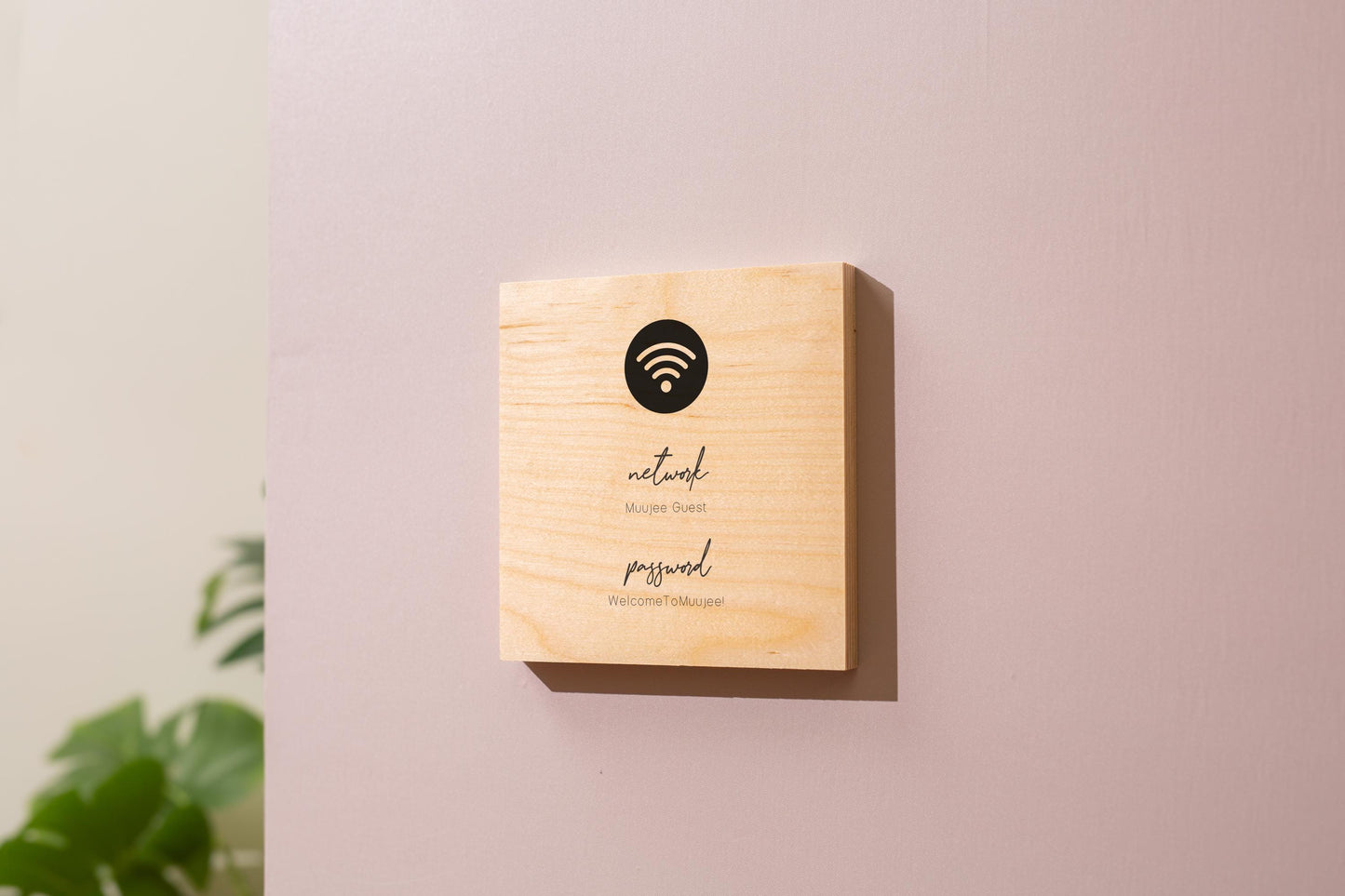 6x6" Square Birch Plywood Wifi Sign (D1) - Custom Wood Internet Password Signage Wall or Table Display Business Office Shop Salon Bar Cafe