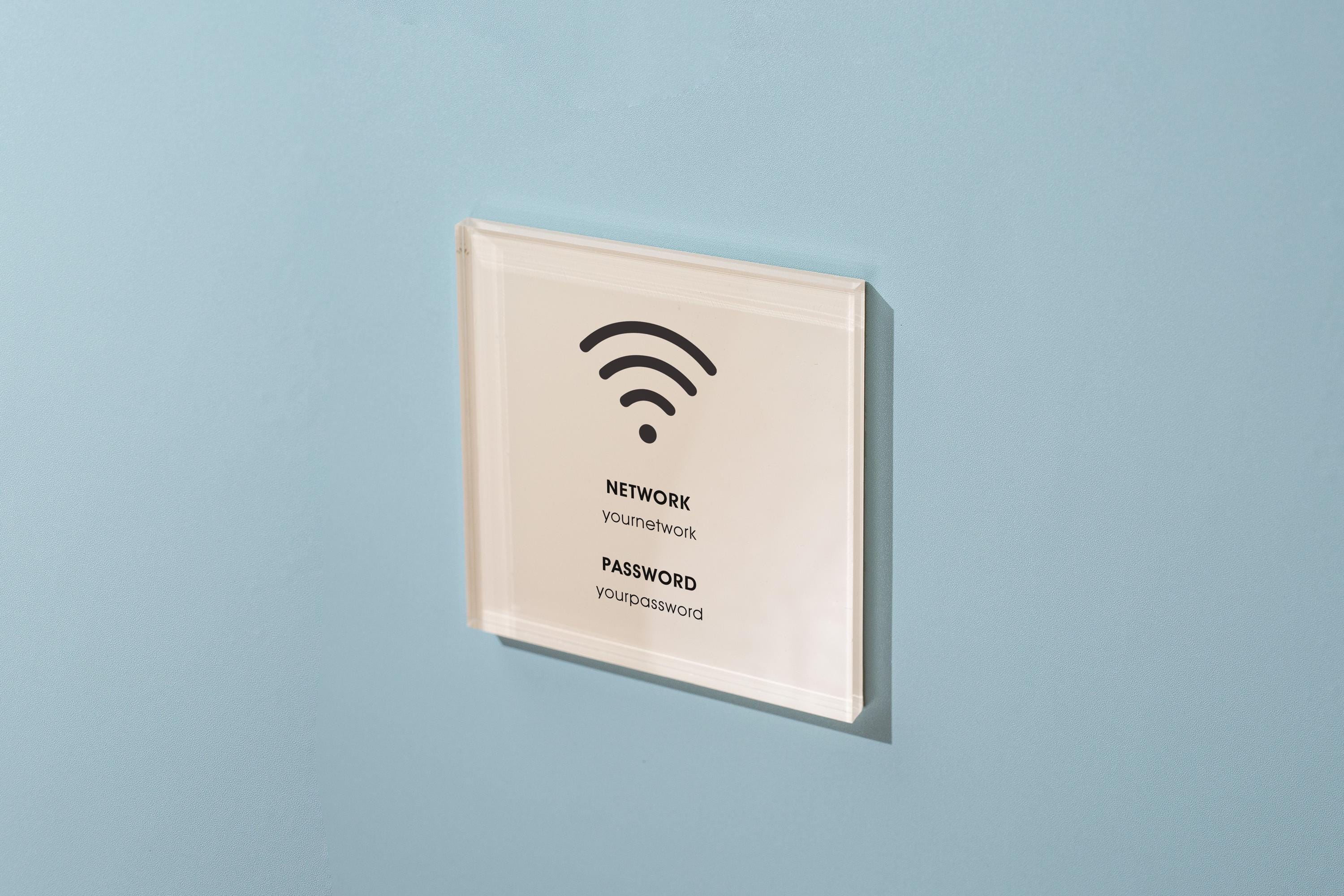 Square Pastel Wall Wifi Sign (D3) - 6x6" Custom Stick On Wifi Password Signage Business Shop Restaurant Office Work Home Vacation Rental