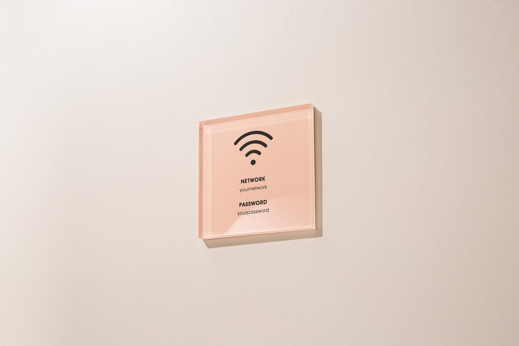 Square Pastel Wall Wifi Sign (D3) - 6x6" Custom Stick On Wifi Password Signage Business Shop Restaurant Office Work Home Vacation Rental