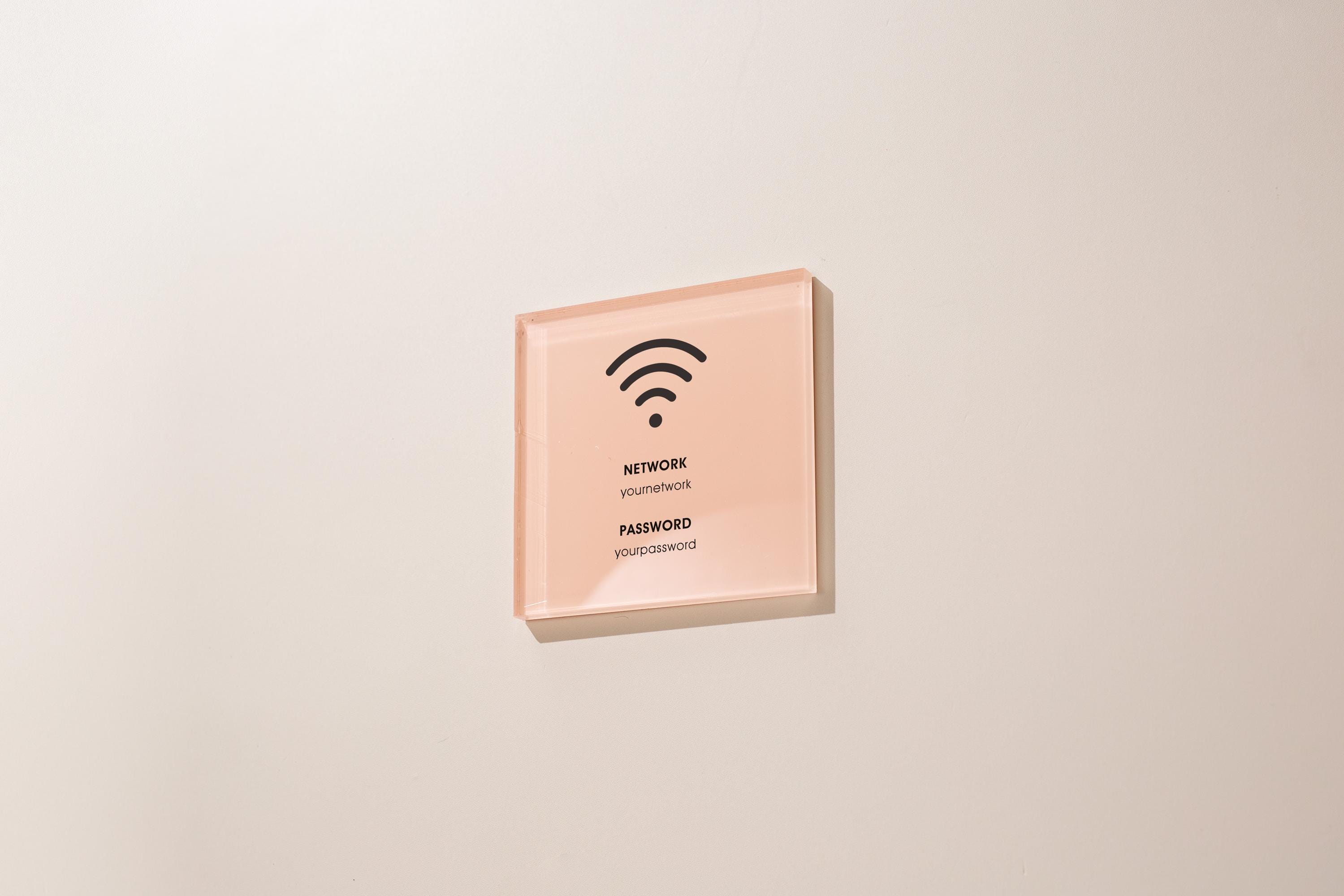Square Pastel Wall Wifi Sign (D3) - 6x6" Custom Stick On Wifi Password Signage Business Shop Restaurant Office Work Home Vacation Rental