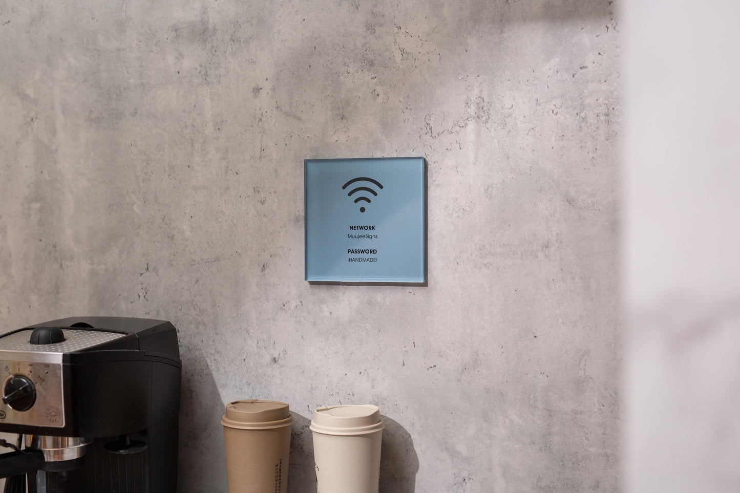 Square Pastel Wall Wifi Sign (D3) - 6x6" Custom Stick On Wifi Password Signage Business Shop Restaurant Office Work Home Vacation Rental