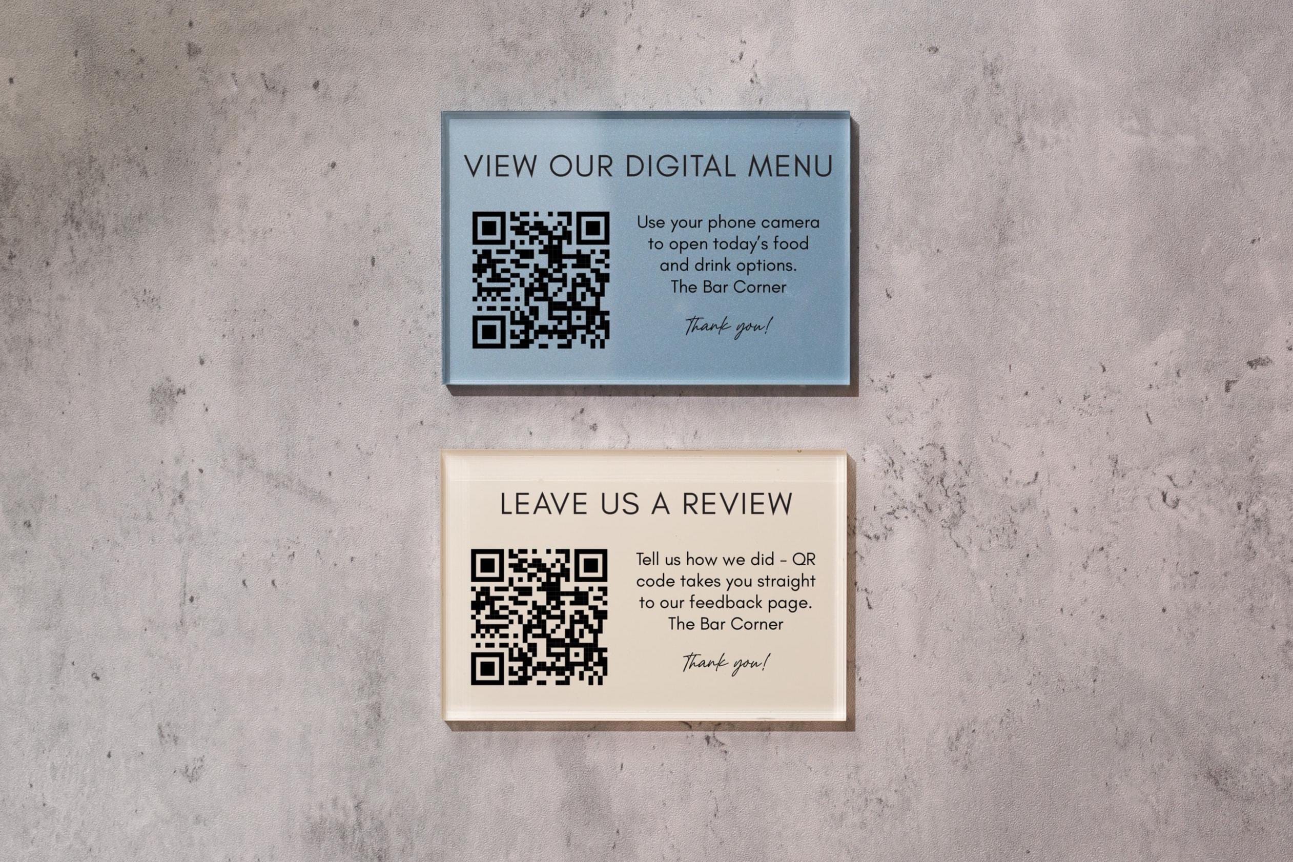 Pastel Acrylic QR Code Text Sign (D3) - Custom Signage Office Business Doctor Hotel Rental Building Scan to Website Social Media Review Tip