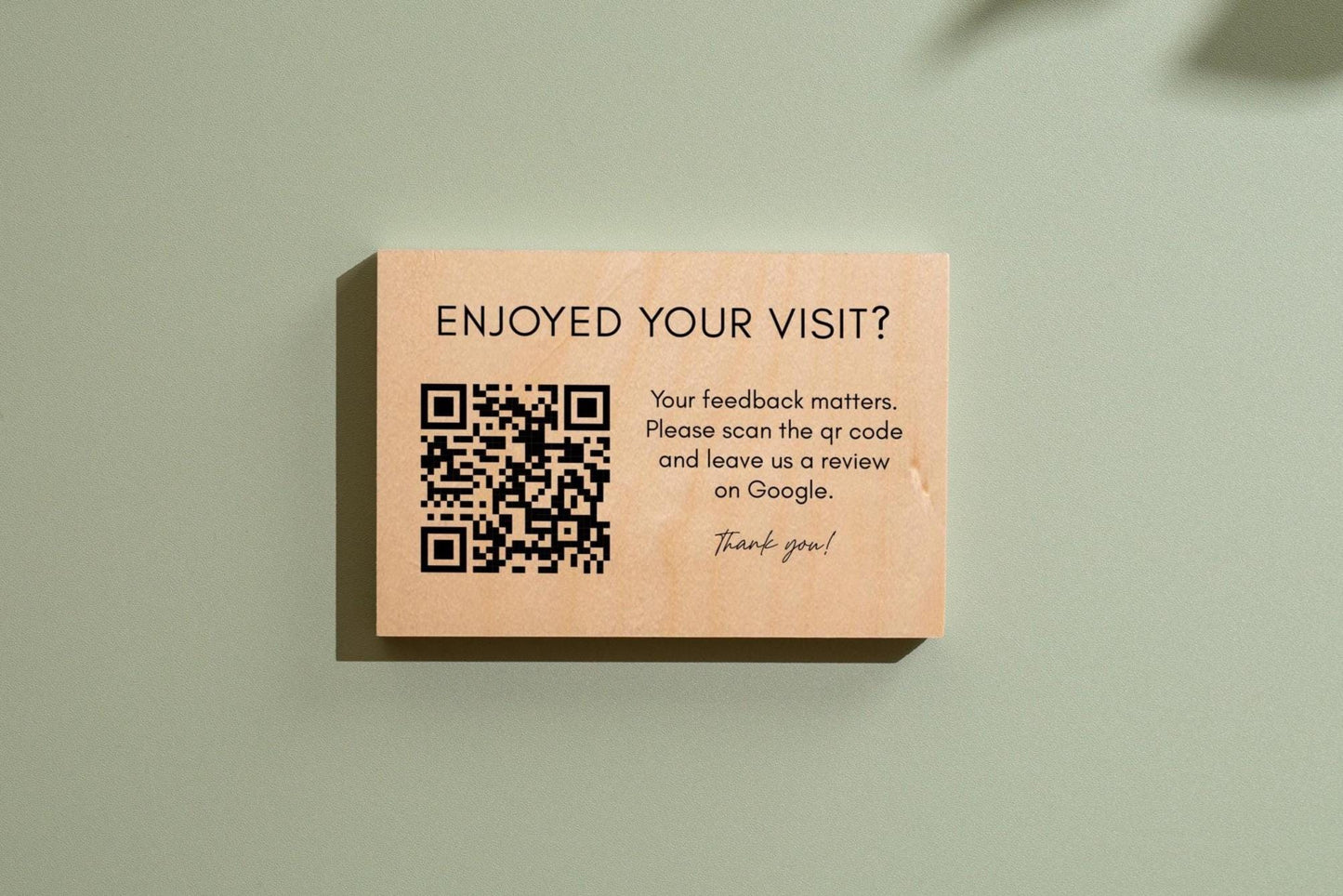 4x6 Birch Plywood QR Sign (D3) - Your Text On Wooden Plate, Custom Signs Desk Wall, Shop Office Business QR Code Sign to Any Website Link