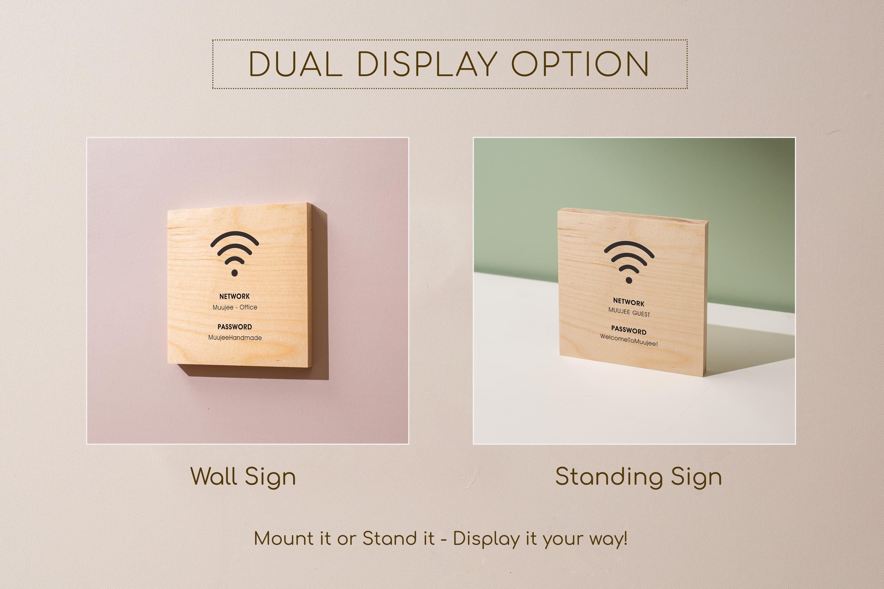 6x6" Square Birch Plywood Wifi Sign (D3) - Custom Wood Internet Password Signage Wall or Table Display Business Office Shop Salon Bar Cafe
