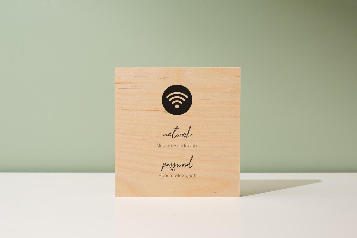 6x6" Square Birch Plywood Wifi Sign (D1) - Custom Wood Internet Password Signage Wall or Table Display Business Office Shop Salon Bar Cafe