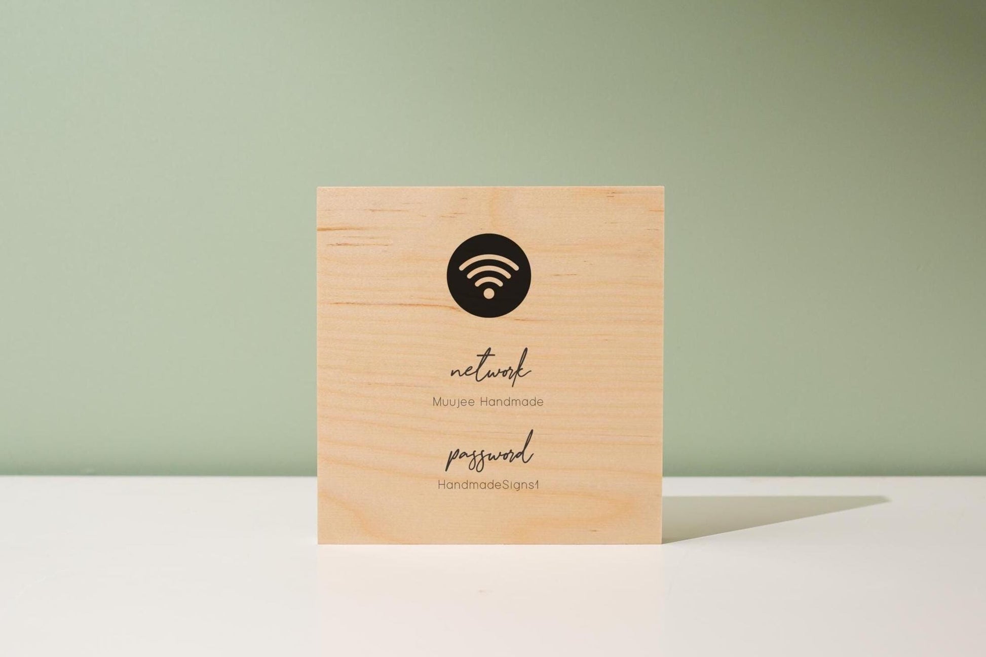 6x6" Square Birch Plywood Wifi Sign (D1) - Custom Wood Internet Password Signage Wall or Table Display Business Office Shop Salon Bar Cafe