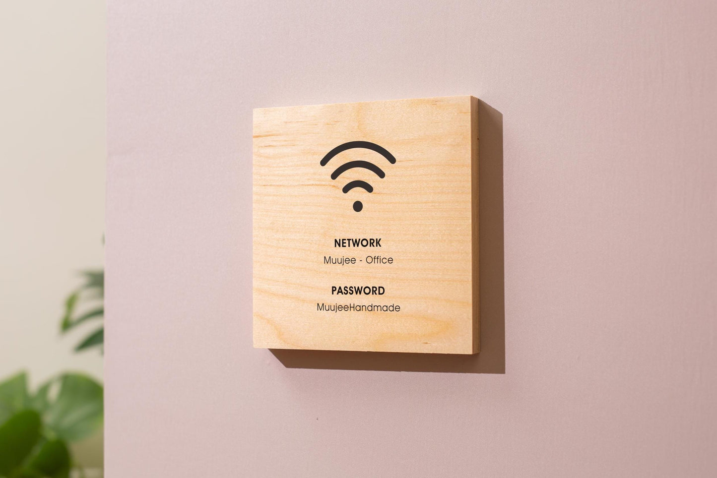6x6" Square Birch Plywood Wifi Sign (D3) - Custom Wood Internet Password Signage Wall or Table Display Business Office Shop Salon Bar Cafe