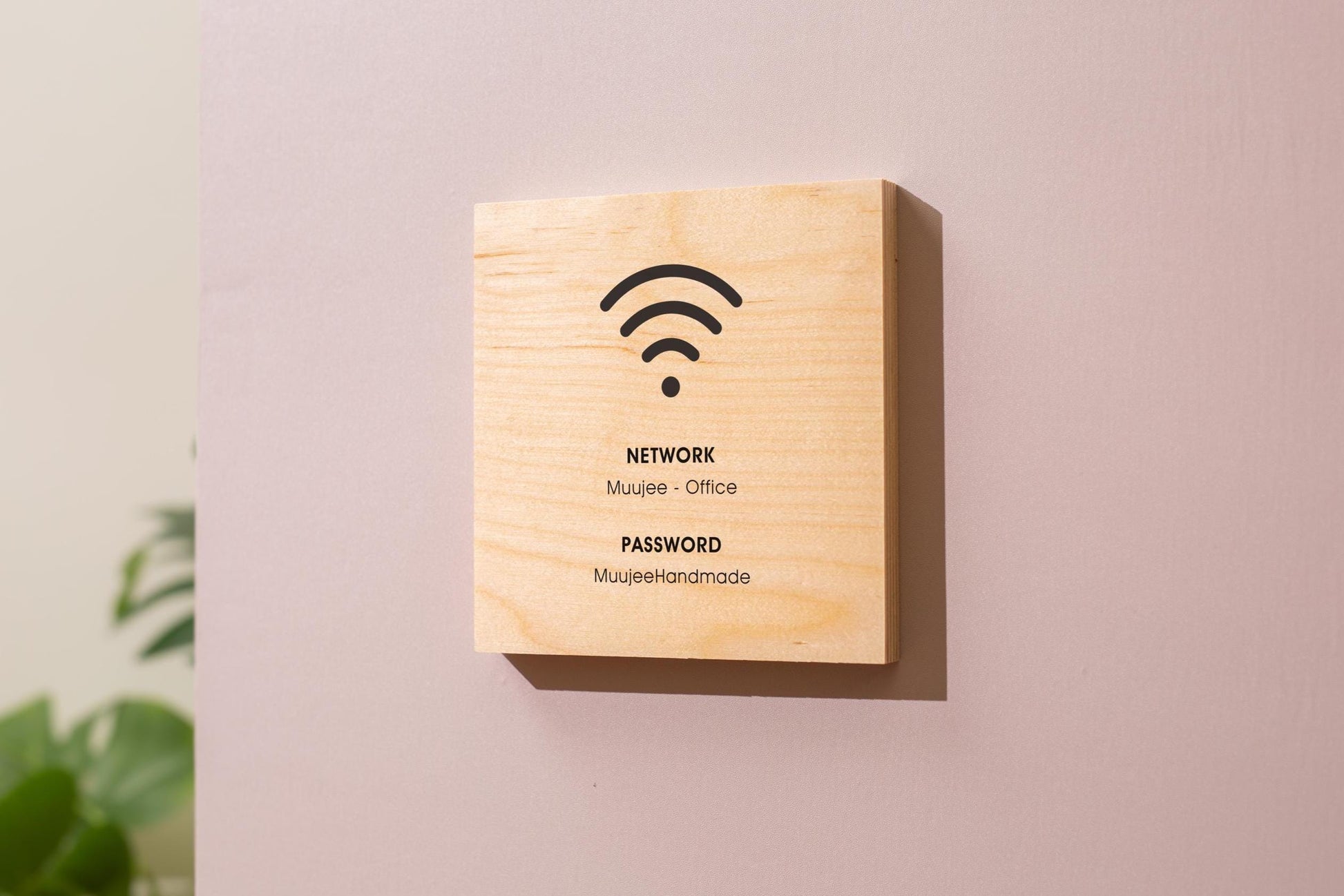 6x6" Square Birch Plywood Wifi Sign (D3) - Custom Wood Internet Password Signage Wall or Table Display Business Office Shop Salon Bar Cafe