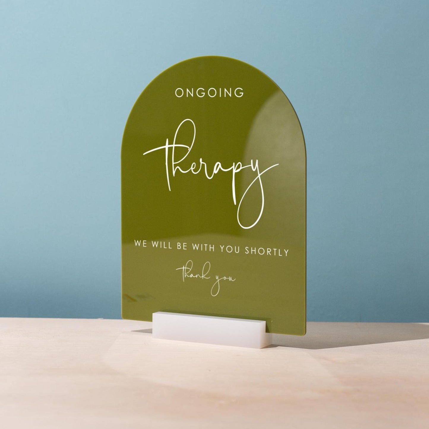 Arch Acrylic Sign w/ Base (D11) - In Session Meeting Display, Custom Signage for Business Clinic Office Retail Shops Trade Craft Show