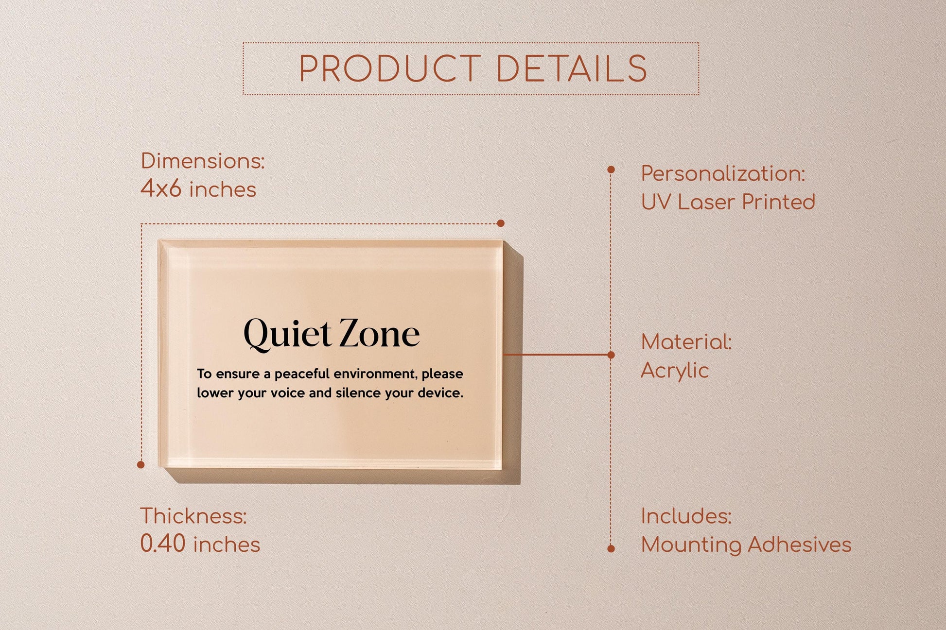 4x6 Pastel Acrylic Wall Sign (D1) - Your Text On Wall Sign Custom Stick-On Signage for Guests Shop Office Business Direction Instructions