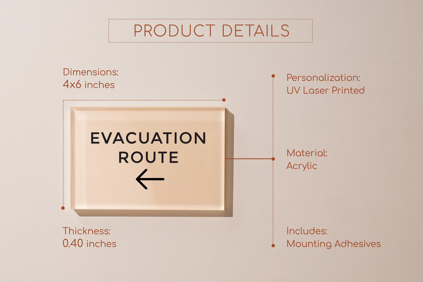 4x6 Pastel Acrylic Wall Sign (D2) - Your Text On Wall Sign Stick-On Signage for Guests Shop Office Business Direction Instructions Arrows