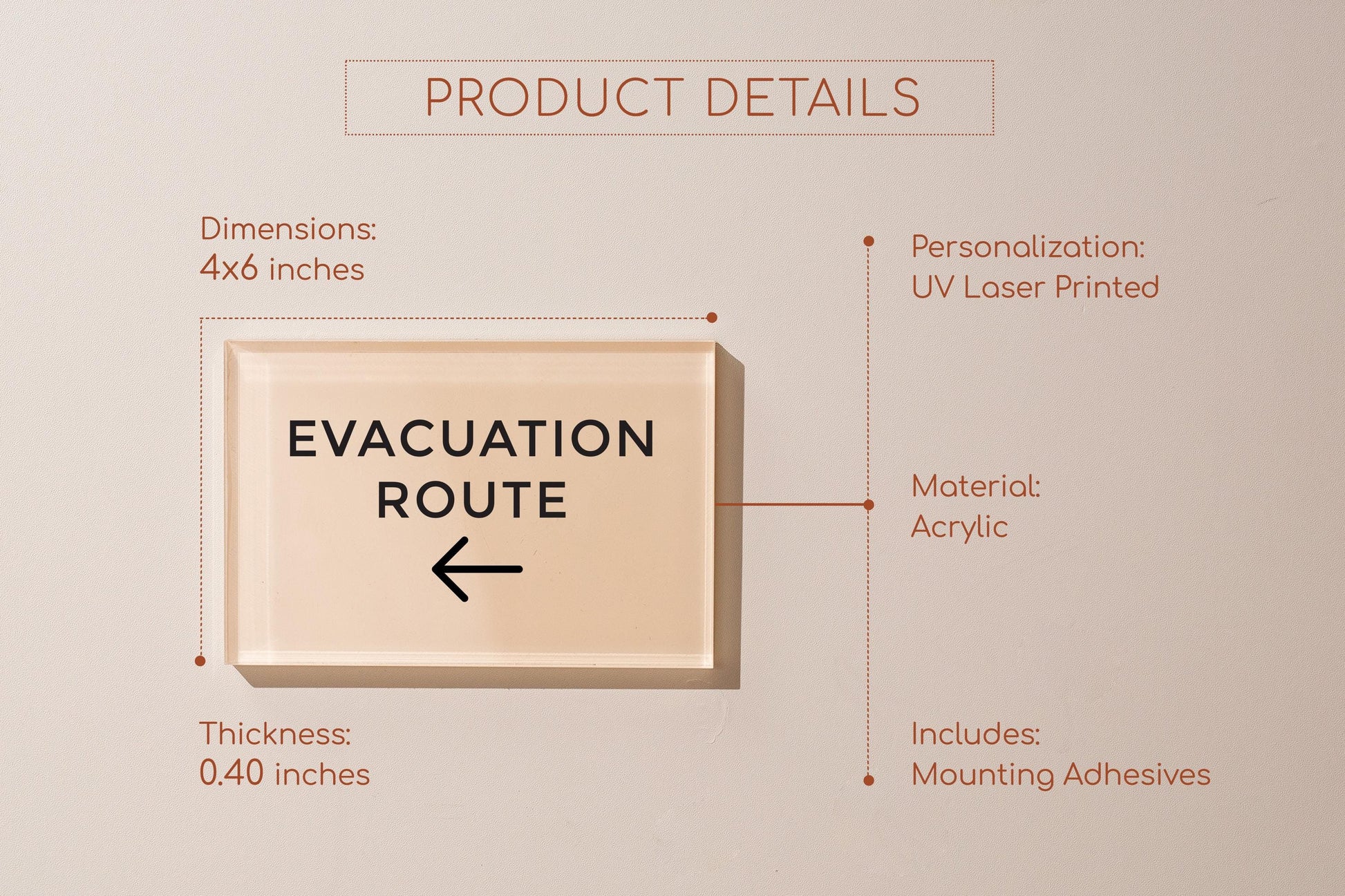 4x6 Pastel Acrylic Wall Sign (D2) - Your Text On Wall Sign Stick-On Signage for Guests Shop Office Business Direction Instructions Arrows